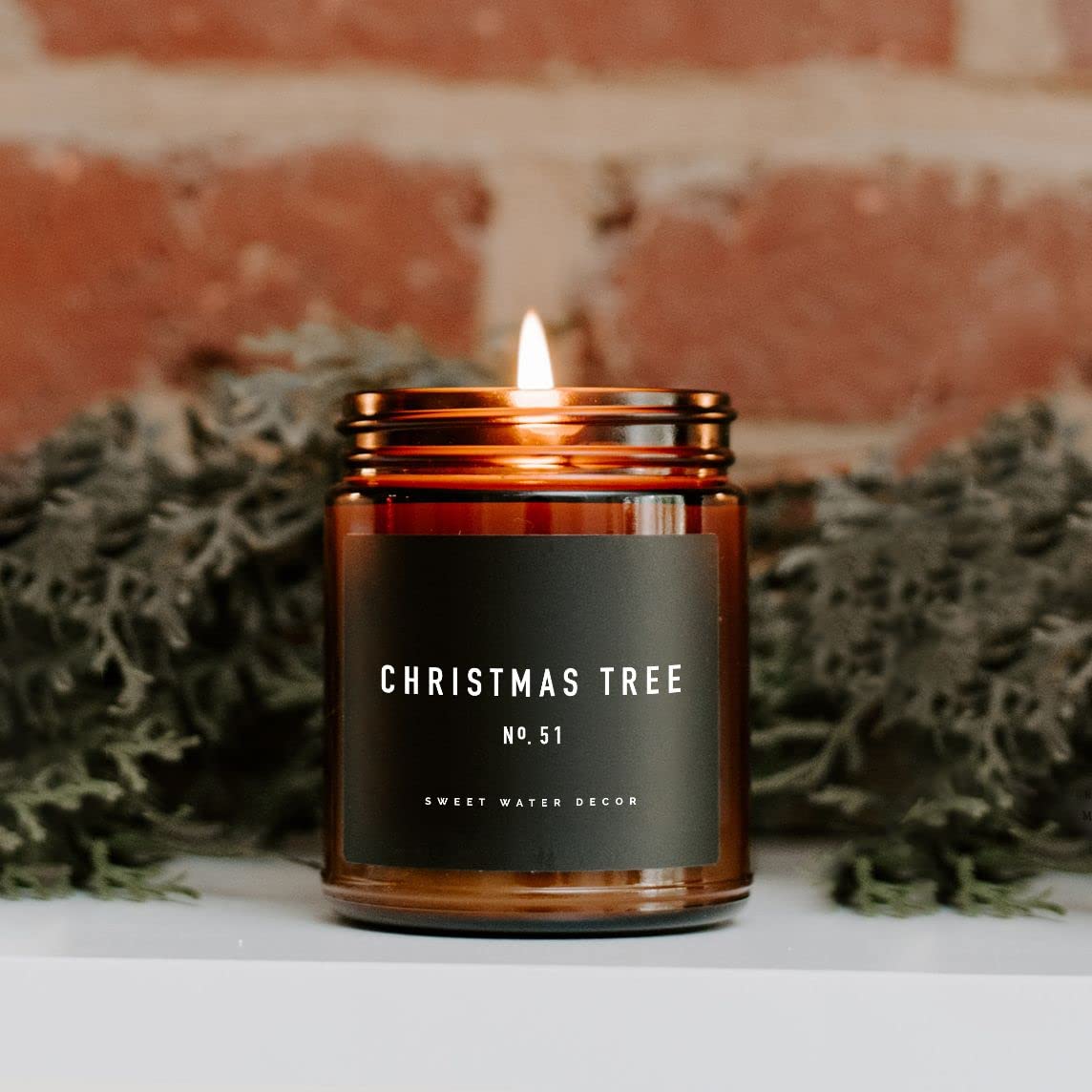 Sweet Water Decor Warm and Cozy Soy Candle - Orange Peel, Cinnamon, Ginger and Clove Scented Candles for Home - 9oz Amber Jar Black Lid, 40 Hour Burn Time, Made in the USA