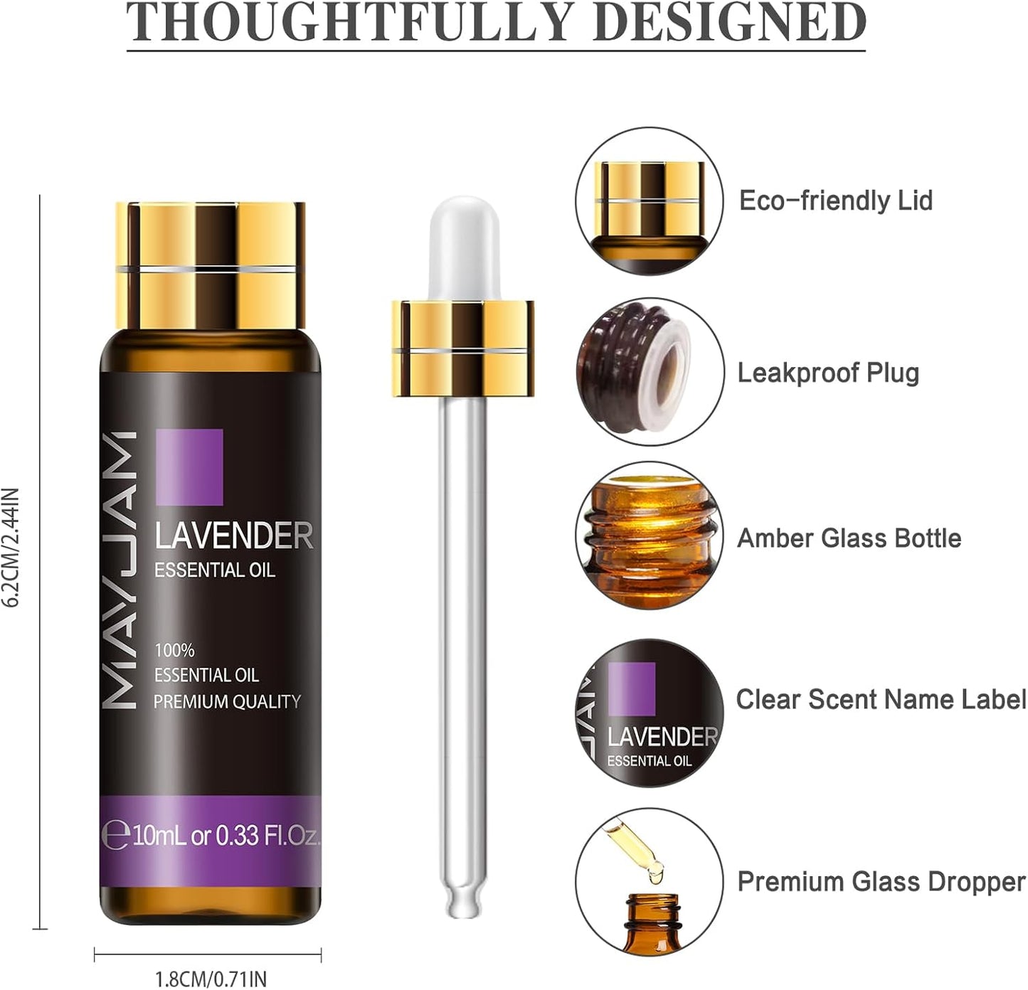 MAYJAM Essential Oil for Diffusers, Essential Oil with Premium Glass Dropper