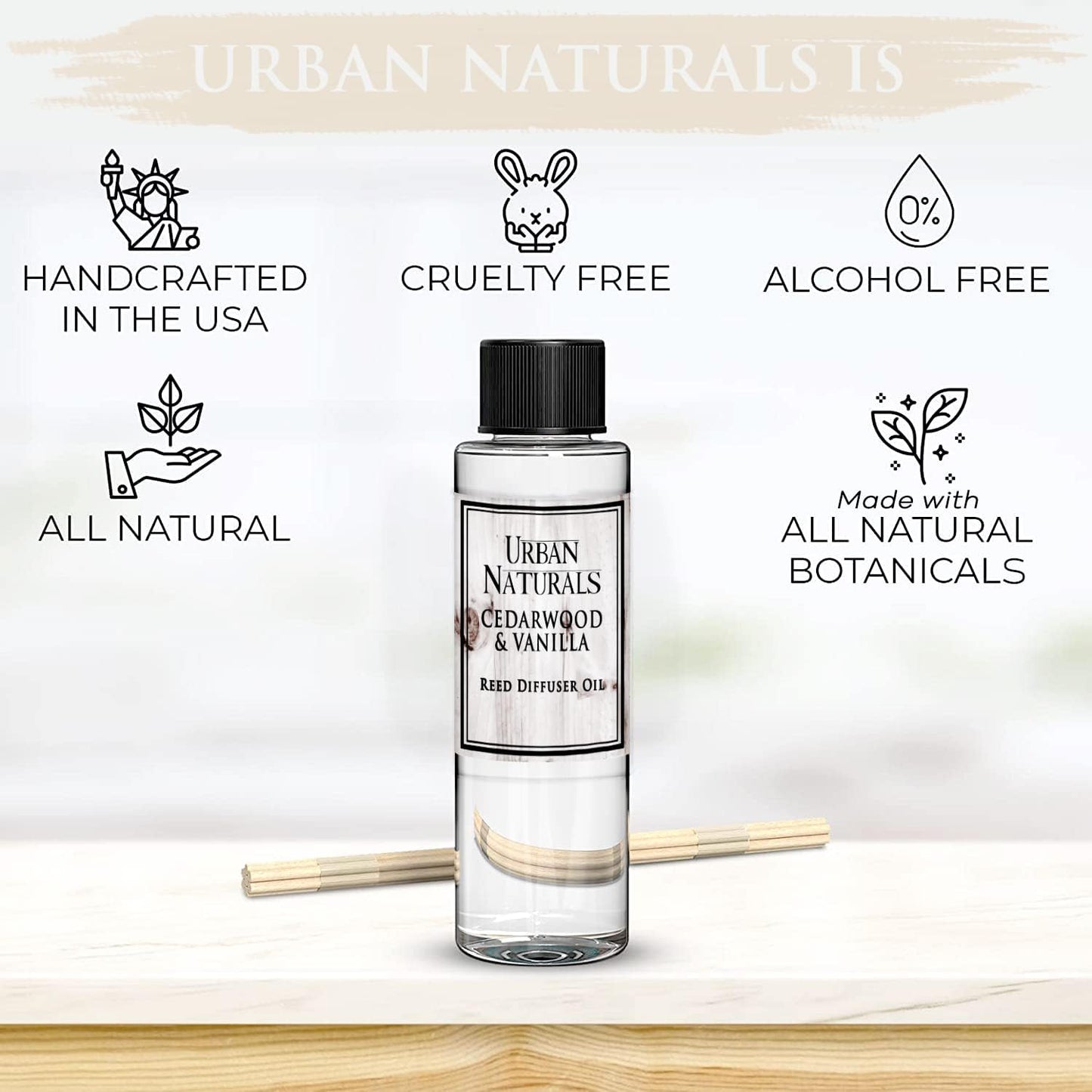 Urban Naturals Eucalyptus & Sage Oil Reed Diffuser Refill | Eucalyptus, Sage, Mint, Lime and Cedarwood| Includes a Free Set of Reed Sticks! 4 oz