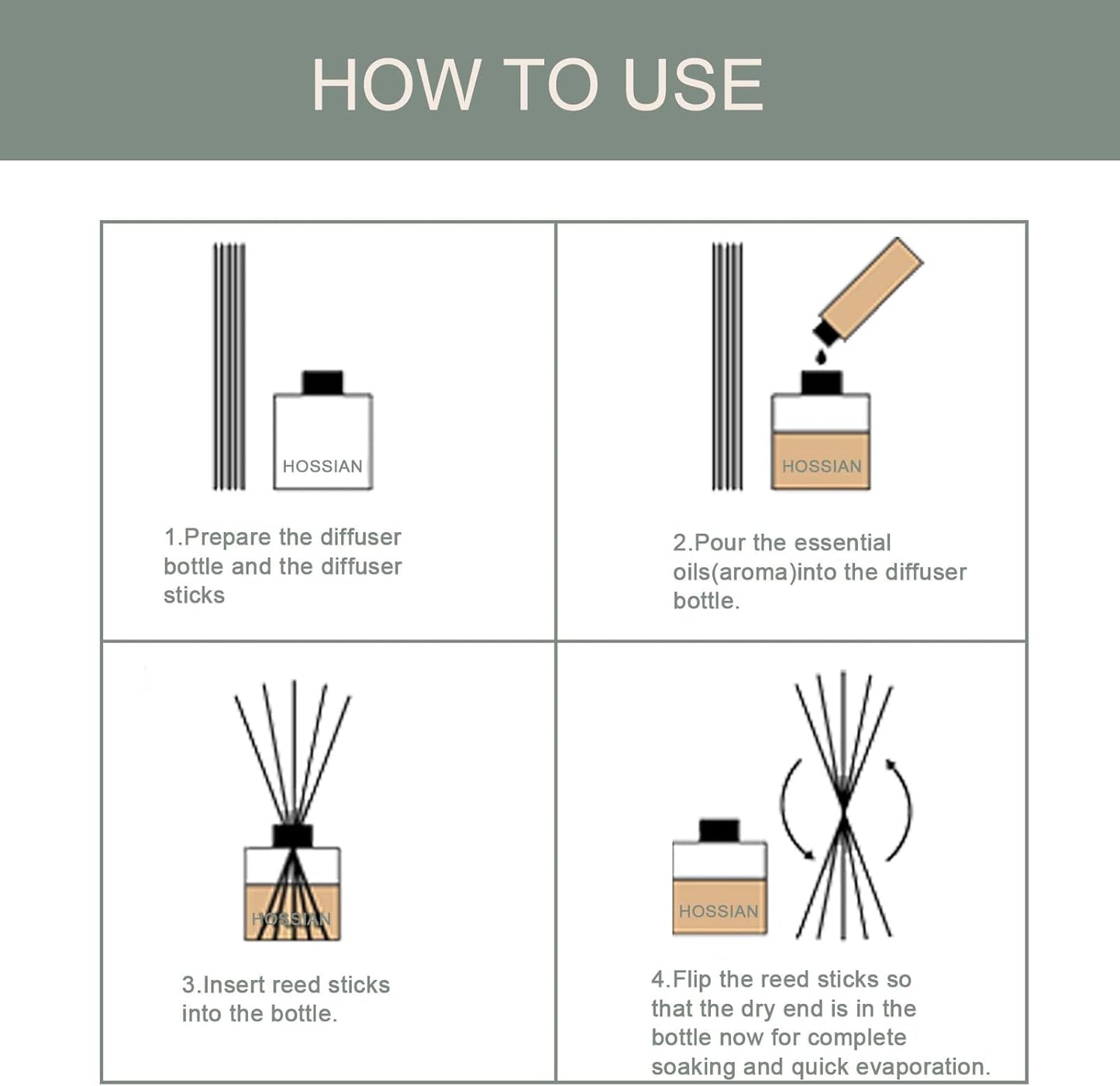 HOSSIAN 100PCS Reed Diffuser Sticks-Natural Rattan Wood Sticks Reed diffusers-Reed Sticks-Replacement for Aroma Fragrance reeds for Essential Oil Diffusers Refills