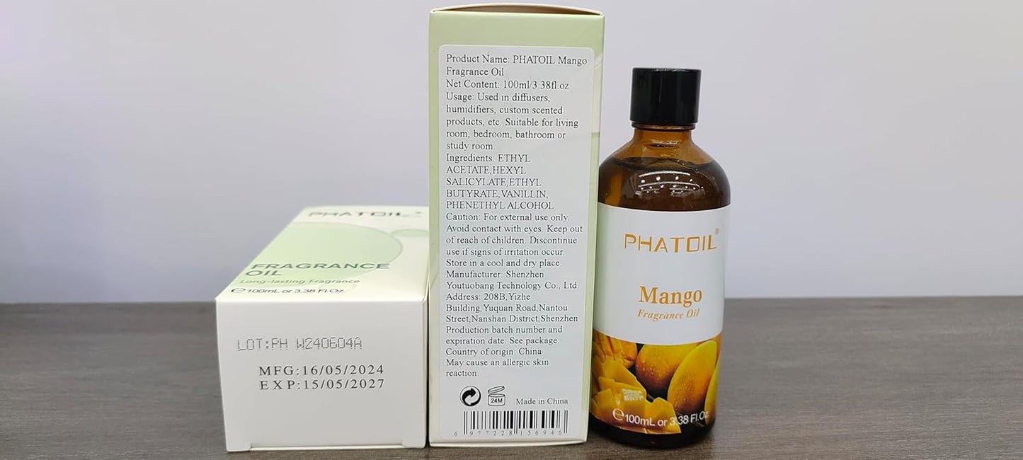 PHATOIL 3.38 FL.OZ Coconut & Vanilla Fragrance Oils for Aromatherapy, Essential Oils for Diffusers for Home, Perfect for Diffuser, Yoga, DIY Candle and Soap Making - 100ml