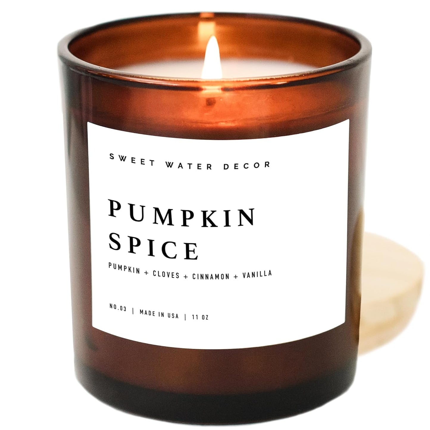 Sweet Water Decor Salt and Sea Candle - Sea Salt, Citrus, Amber, Musk, Beach Scented Soy Candles for Home - 11oz White Glass Jar Wood Lid, 50 Hour Burn Time, Made in the USA