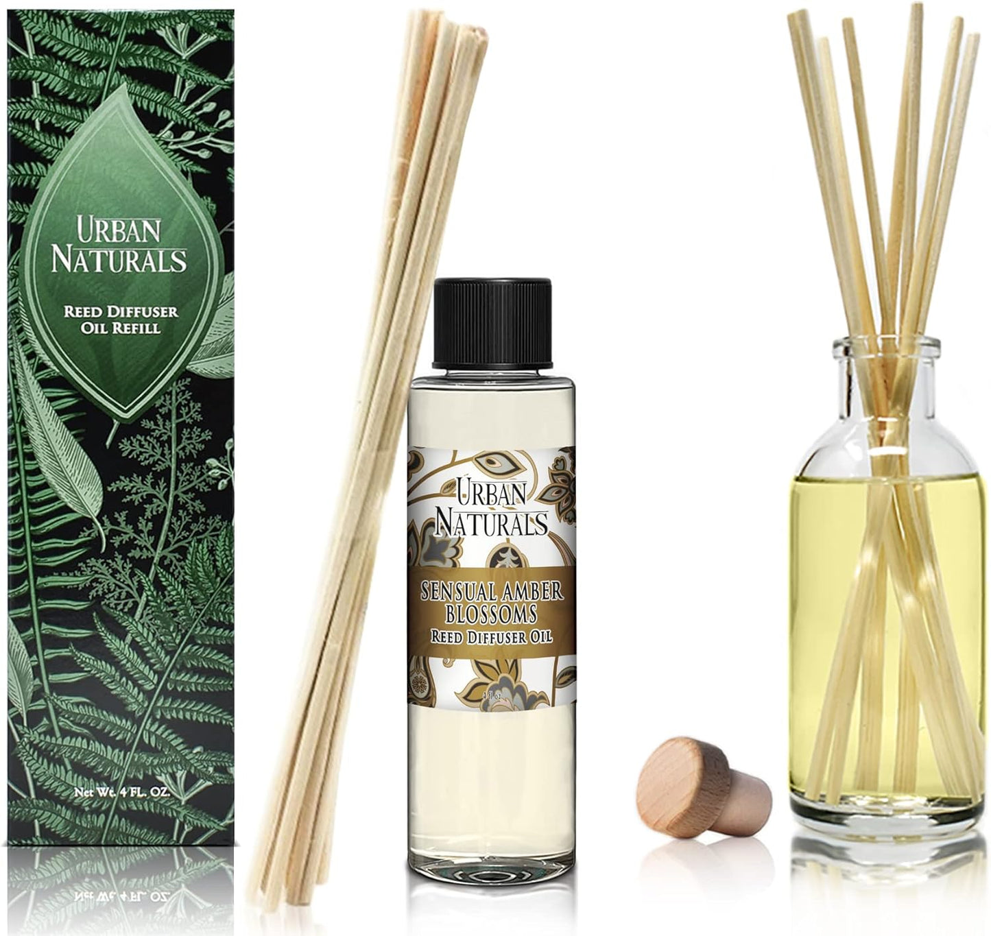 Urban Naturals Eucalyptus & Sage Oil Reed Diffuser Refill | Eucalyptus, Sage, Mint, Lime and Cedarwood| Includes a Free Set of Reed Sticks! 4 oz