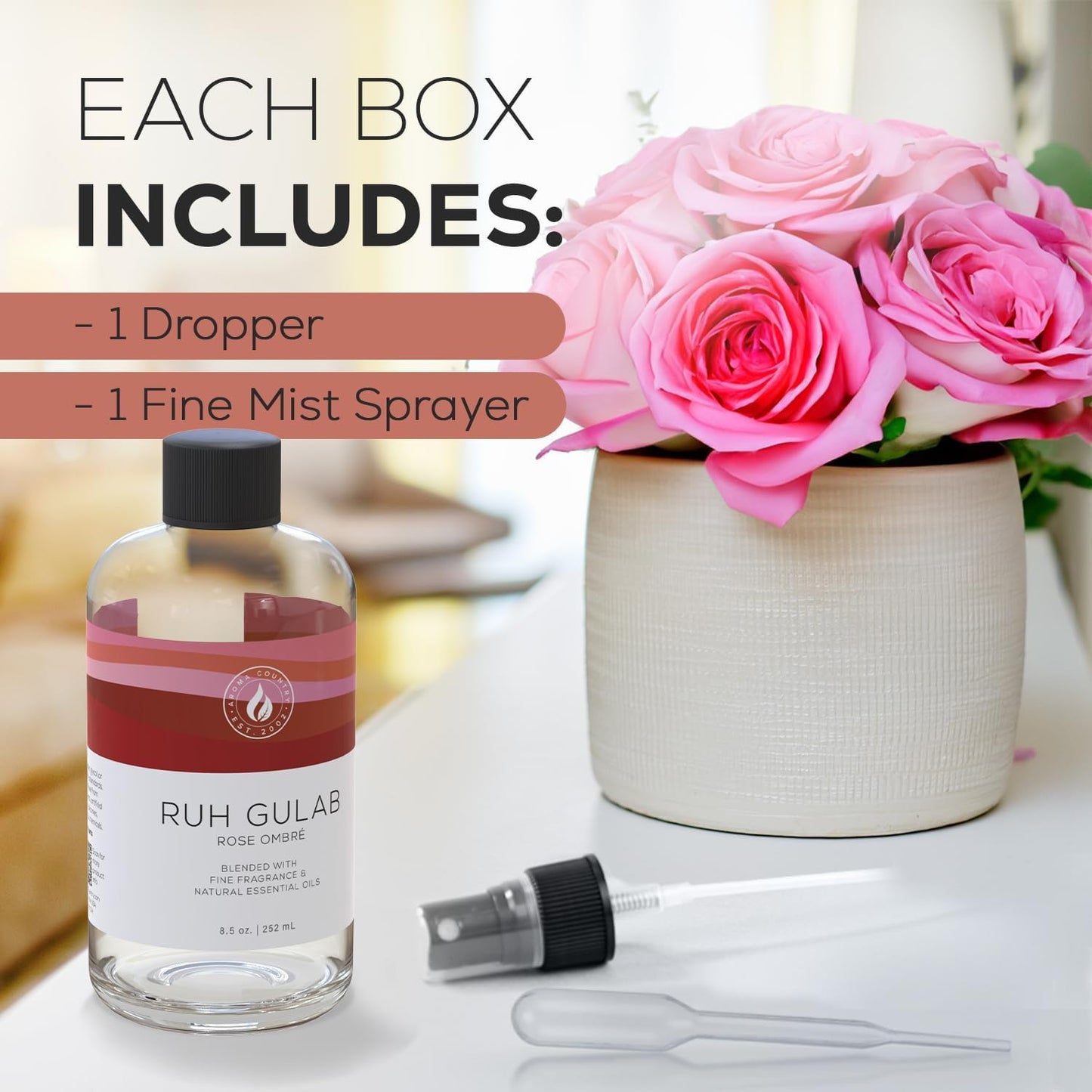 Aroma Country White Tea Diffuser Oil - Luxury Essential Oils for Diffuser Refill & Air Freshener Room Spray, Long-Lasting, Natural Home Fragrance and Hotel Scent for Diffusers & Machines - 8.5 Fl. oz