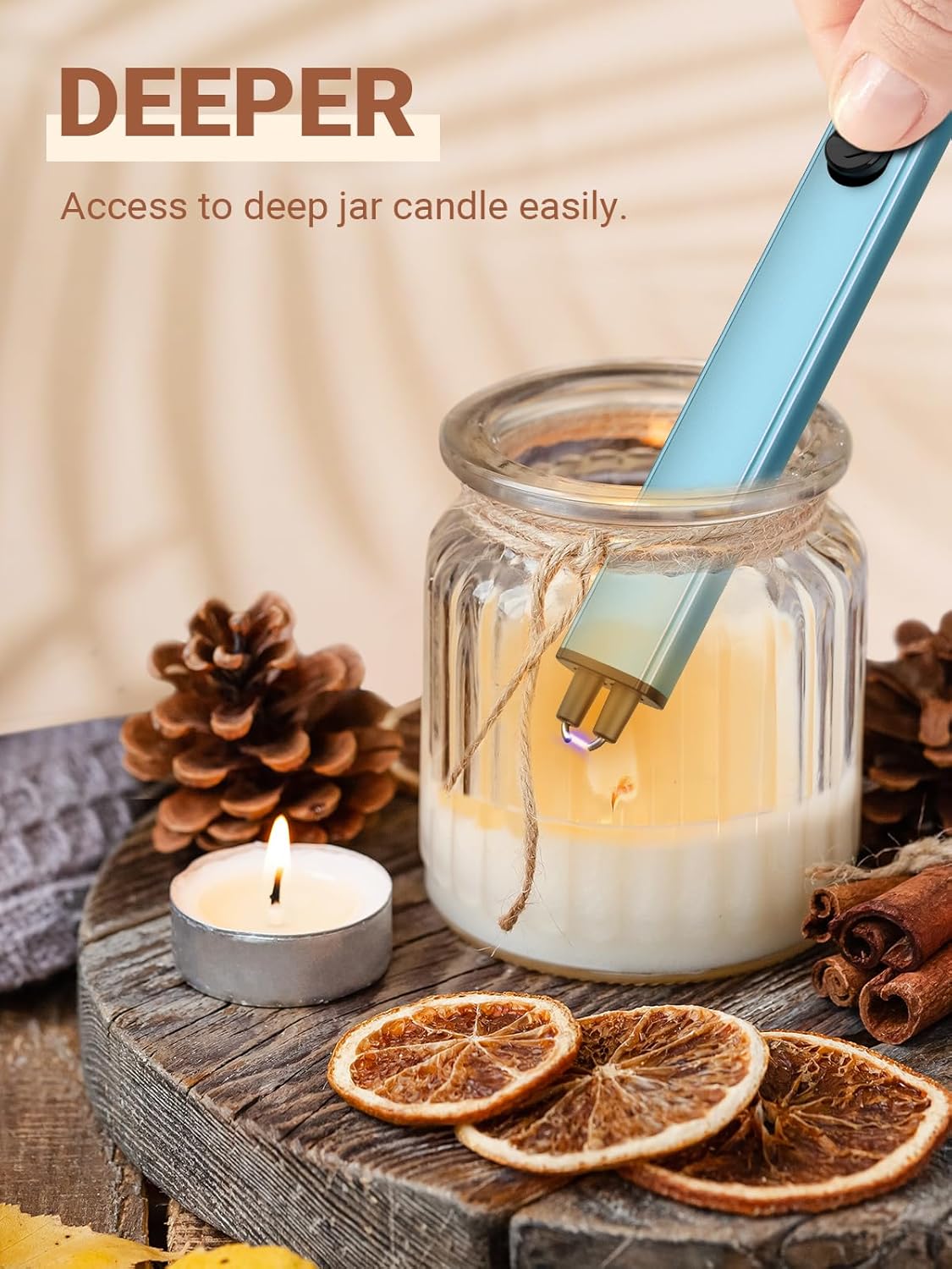 Candle Lighter Stocking Stuffers for Women Men, Electric Candle Lighter USB Rechargeable Graduation Gifts for Him Wife Grandma Girlfriend Safety Lock Long Lighters for Grill Home Kitchen BBQ Camping