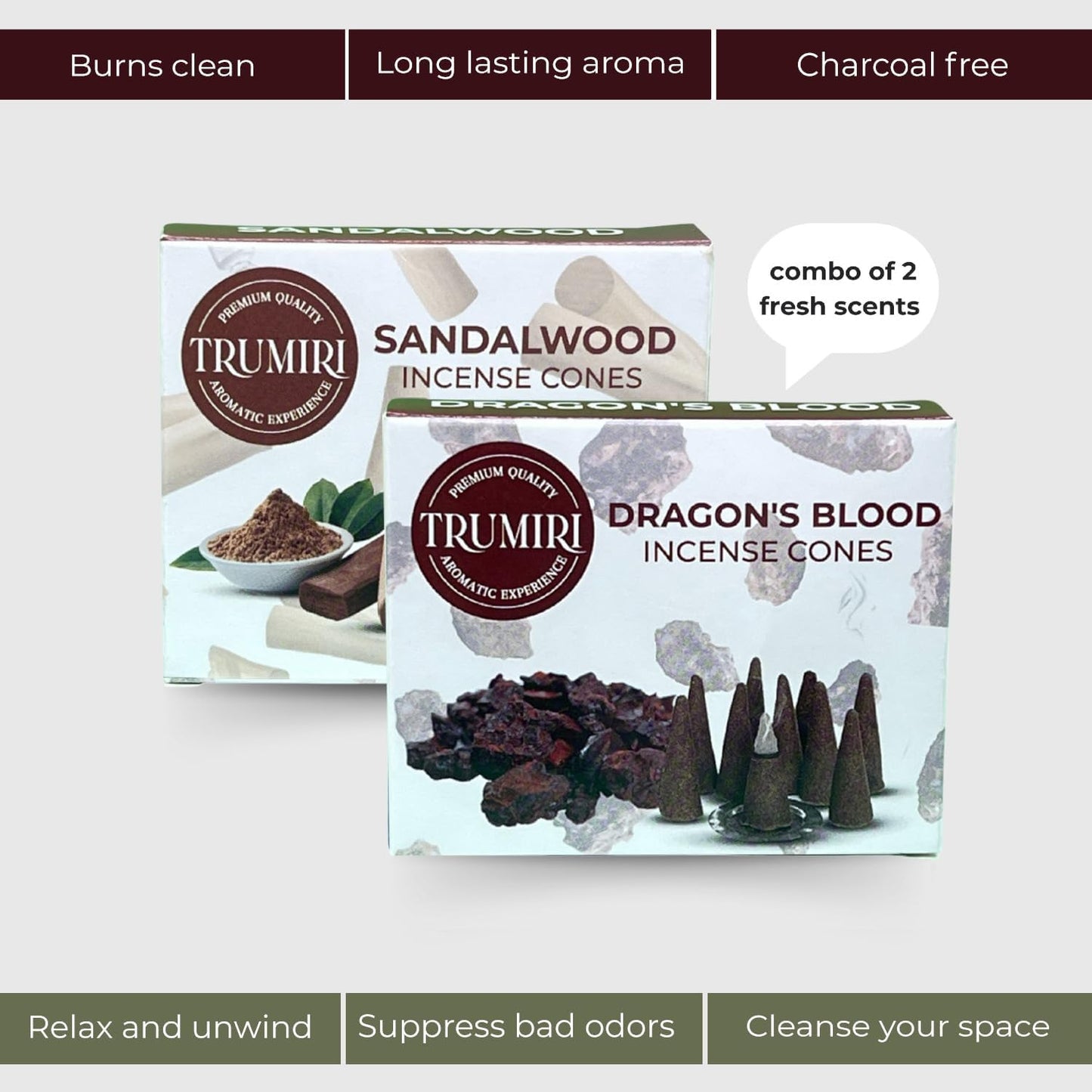 Incense Cones Combo Pack - 10 Cedar 10 Pine Scented Cones