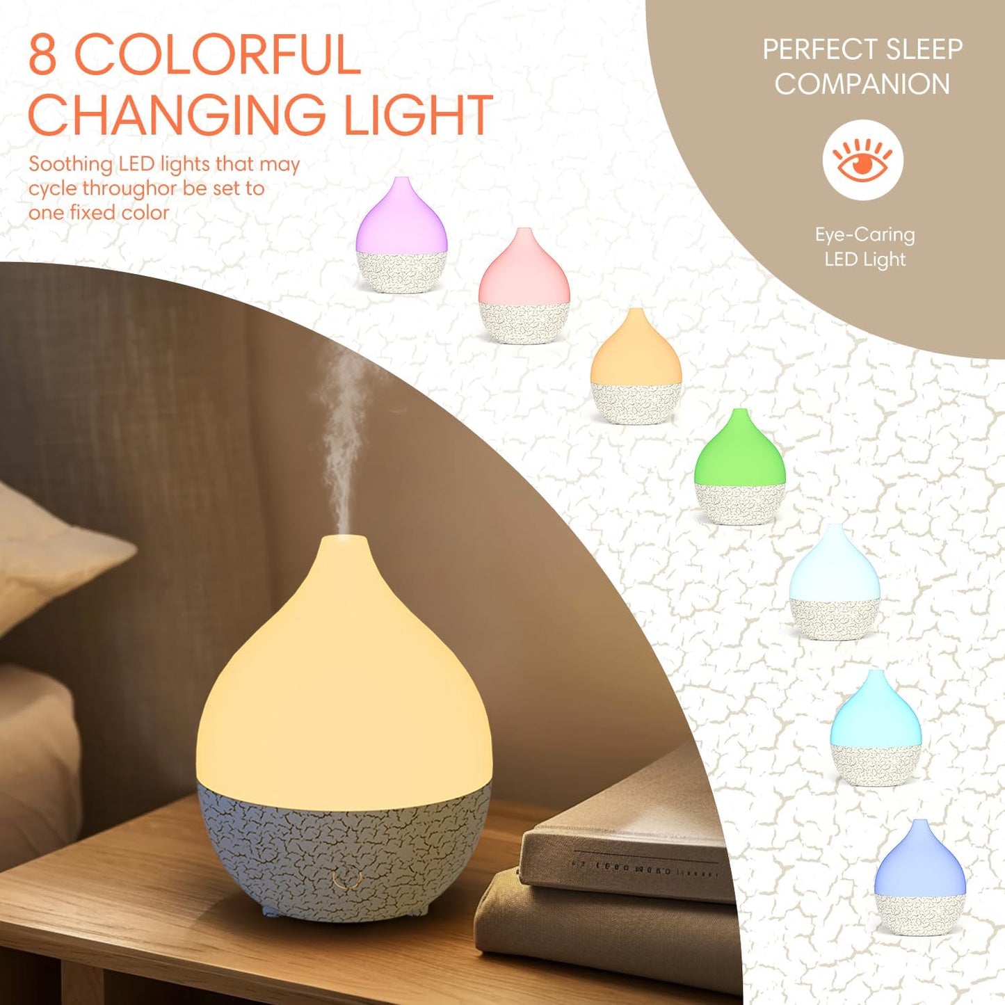 SALKING Essential Oil Diffuser, 100ml Small Aromatherapy Diffuser with Auto Shut-Off Function, Ultrasonic Diffusers for Essential Oils, Cool Mist Humidifier with Warm White Lights, for Office Home