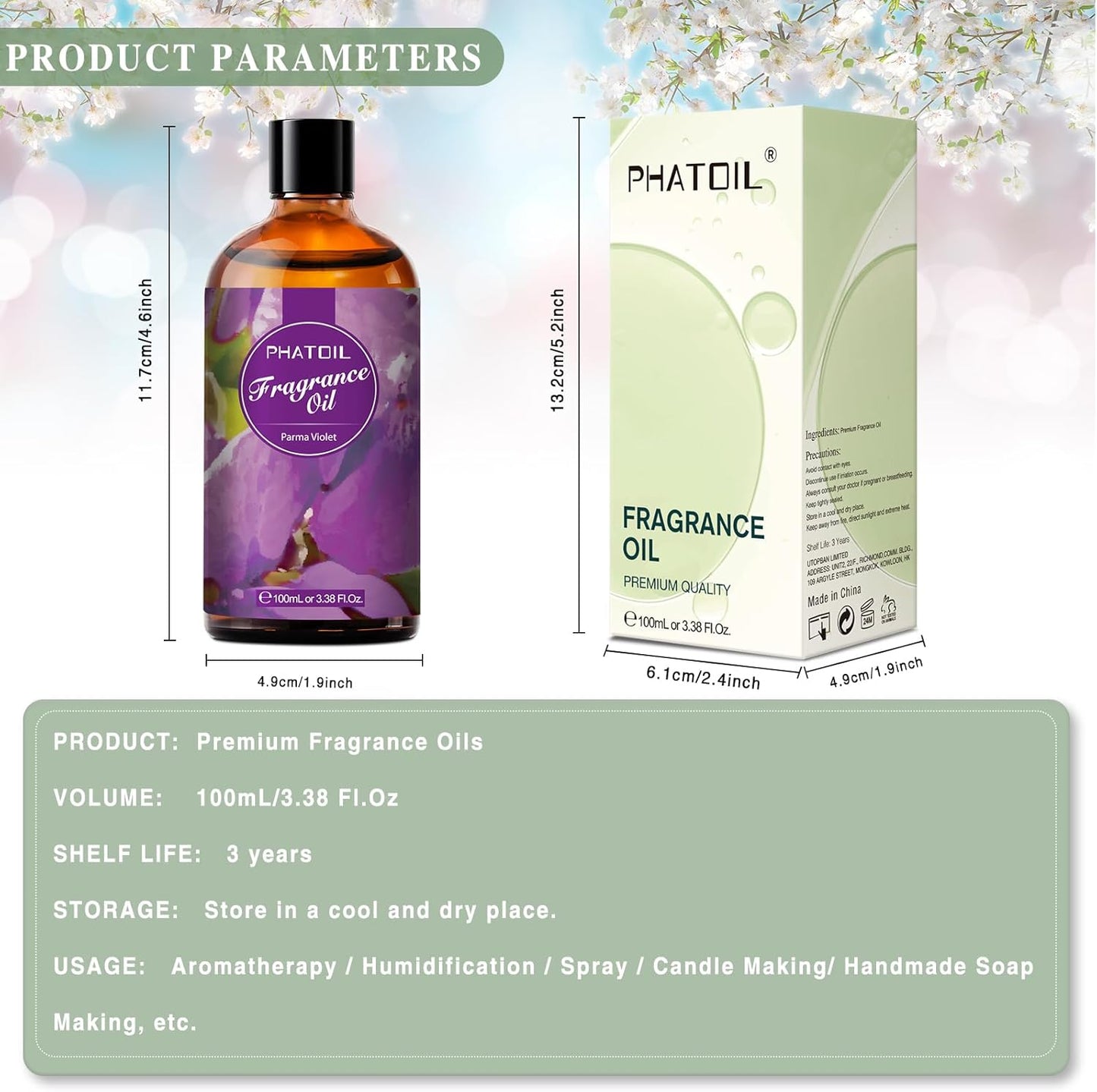 PHATOIL 3.38 FL.OZ Coconut & Vanilla Fragrance Oils for Aromatherapy, Essential Oils for Diffusers for Home, Perfect for Diffuser, Yoga, DIY Candle and Soap Making - 100ml