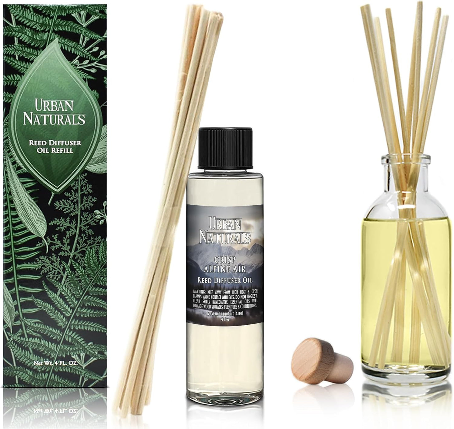 Urban Naturals Eucalyptus & Sage Oil Reed Diffuser Refill | Eucalyptus, Sage, Mint, Lime and Cedarwood| Includes a Free Set of Reed Sticks! 4 oz
