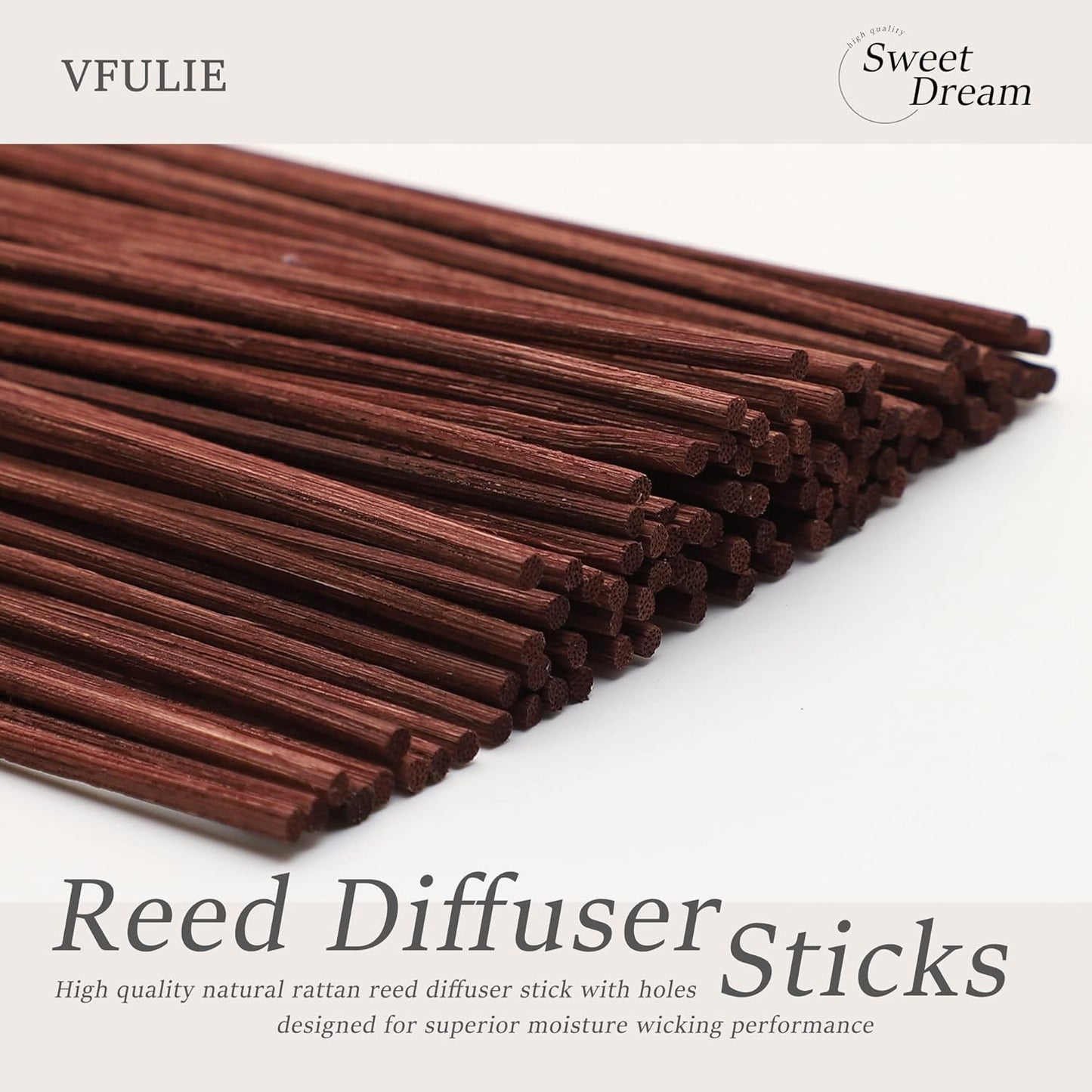 VFULIE 100PCS Reed Diffuser Sticks, 10 Inch Natural Rattan Wood Sticks Essential Oil Aroma Diffuser Sticks Refill Replacement for Aroma Fragrance (Primary Color)