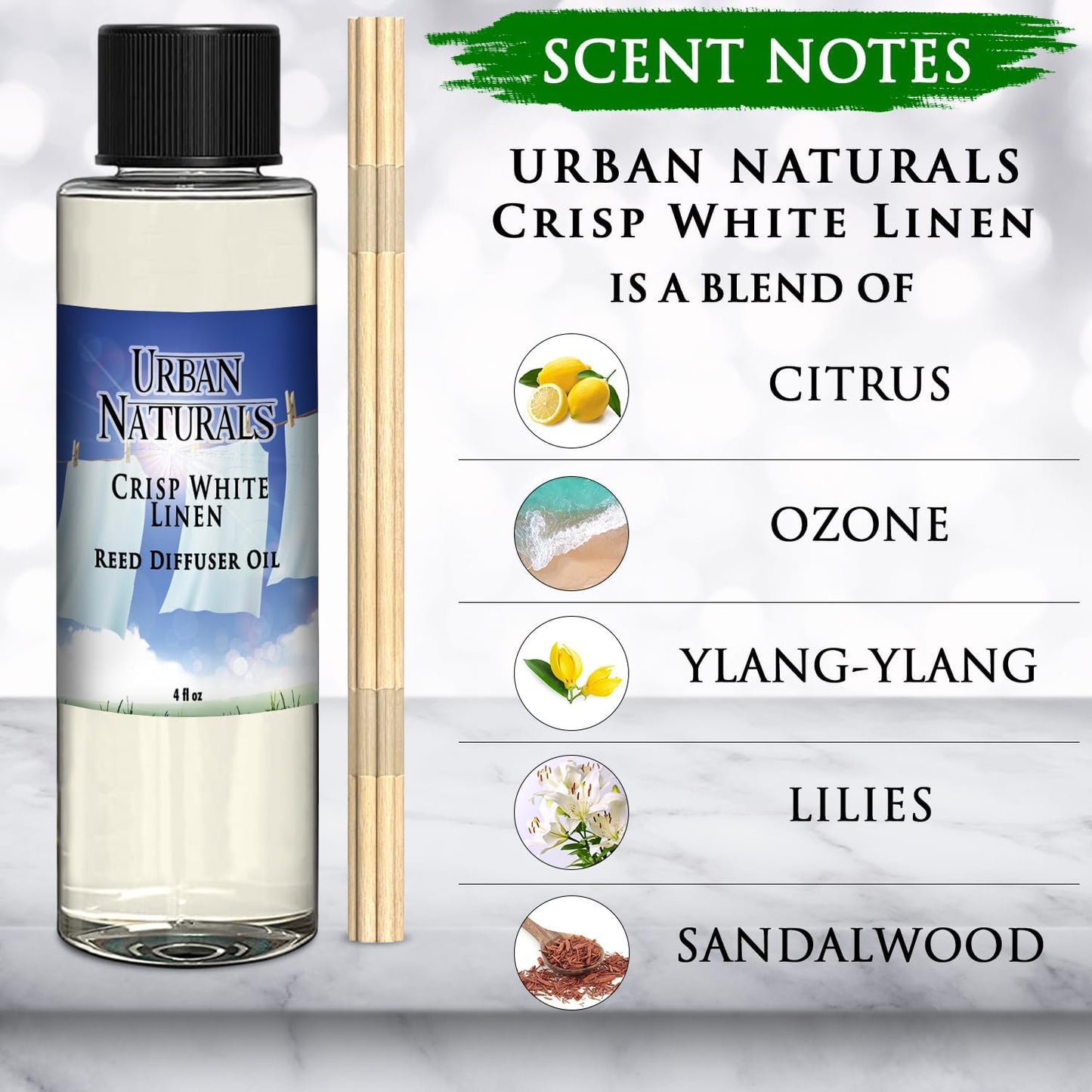 Urban Naturals Eucalyptus & Sage Oil Reed Diffuser Refill | Eucalyptus, Sage, Mint, Lime and Cedarwood| Includes a Free Set of Reed Sticks! 4 oz