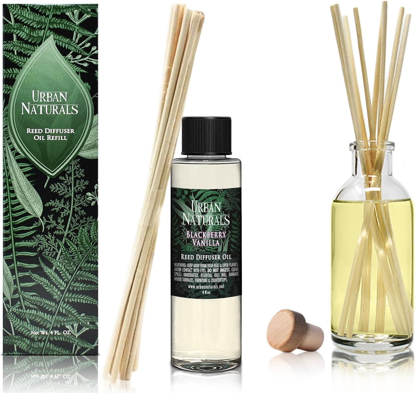 Urban Naturals Eucalyptus & Sage Oil Reed Diffuser Refill | Eucalyptus, Sage, Mint, Lime and Cedarwood| Includes a Free Set of Reed Sticks! 4 oz
