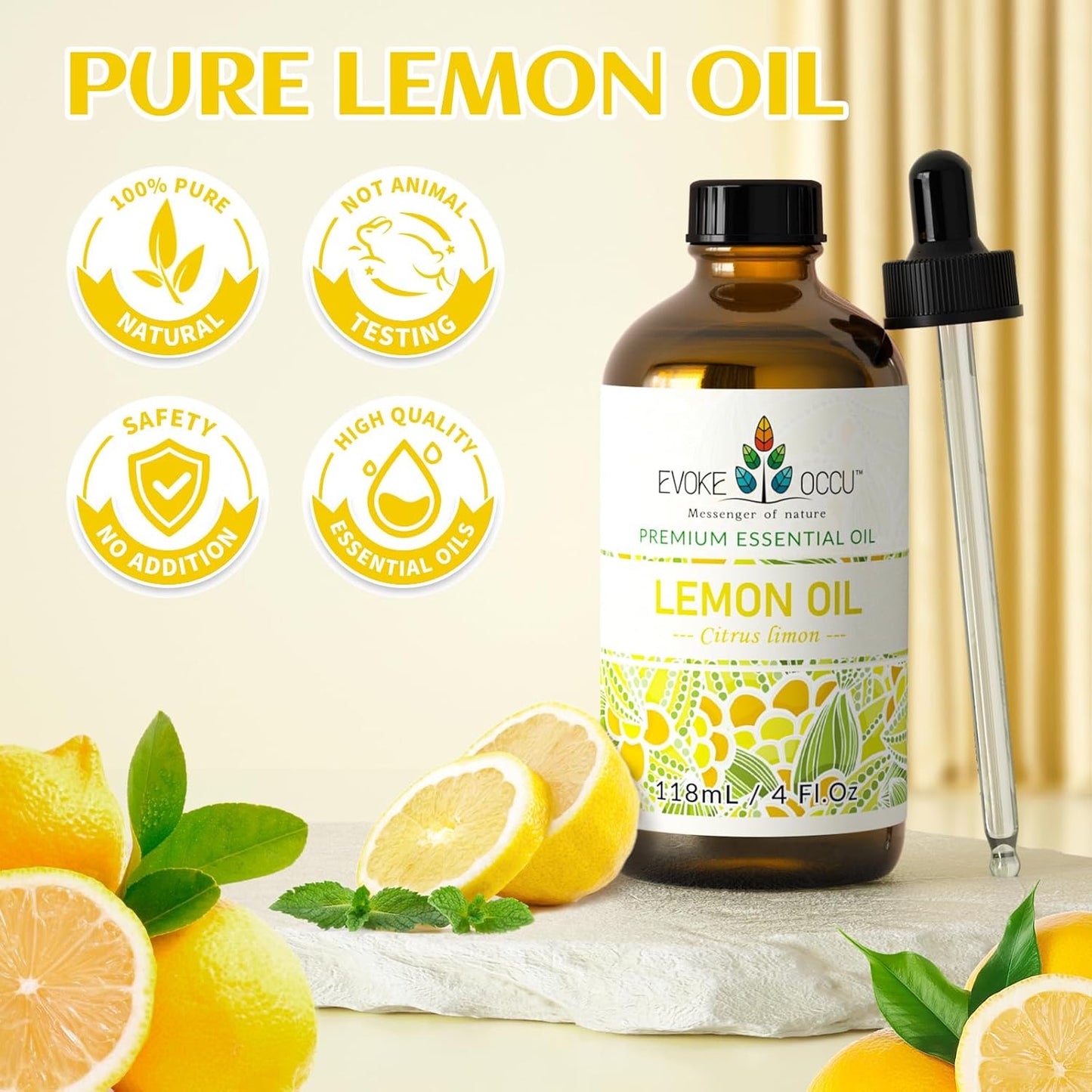 EVOKE OCCU 4 Fl Oz Vanilla Essential Oil, Pure Vanilla Oil for Diffuser, Skin, Humidifier and Relaxation - 118ML