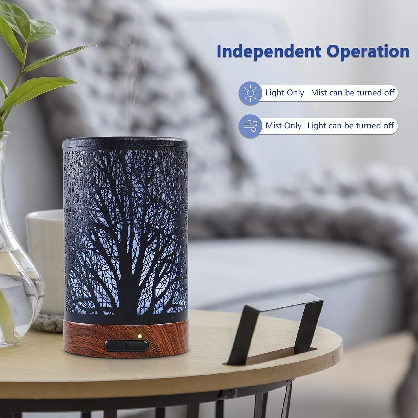 EQUSUPRO Essential Oil Diffuser 150ml Metal Aromatherapy Oil Diffuser Ultrasonic Cool Mist Diffuser with Auto Shut-Off Protection,7 Colors Changed LED for Home Office SPA Yoga