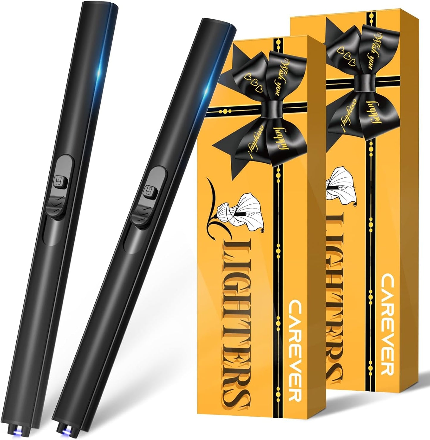 Candle Lighter Stocking Stuffers for Women Men, Electric Candle Lighter USB Rechargeable Graduation Gifts for Him Wife Grandma Girlfriend Safety Lock Long Lighters for Grill Home Kitchen BBQ Camping