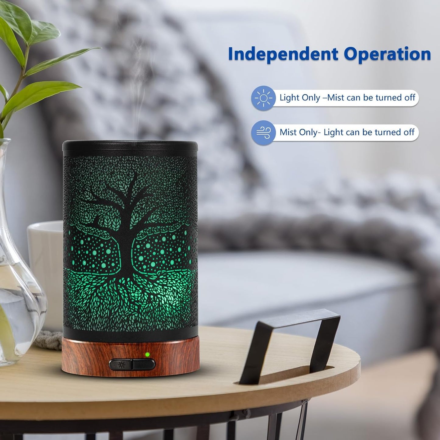 EQUSUPRO Essential Oil Diffuser 150ml Metal Aromatherapy Oil Diffuser Ultrasonic Cool Mist Diffuser with Auto Shut-Off Protection,7 Colors Changed LED for Home Office SPA Yoga