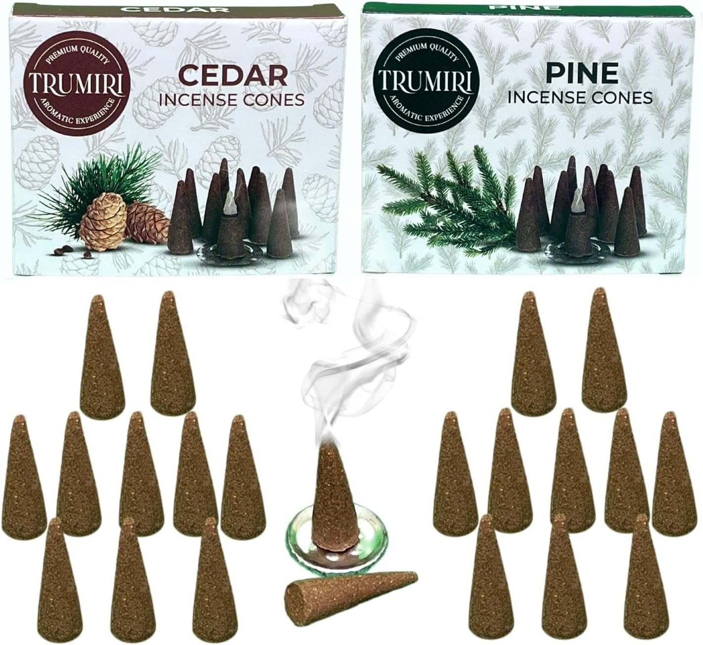 Incense Cones Combo Pack - 10 Cedar 10 Pine Scented Cones