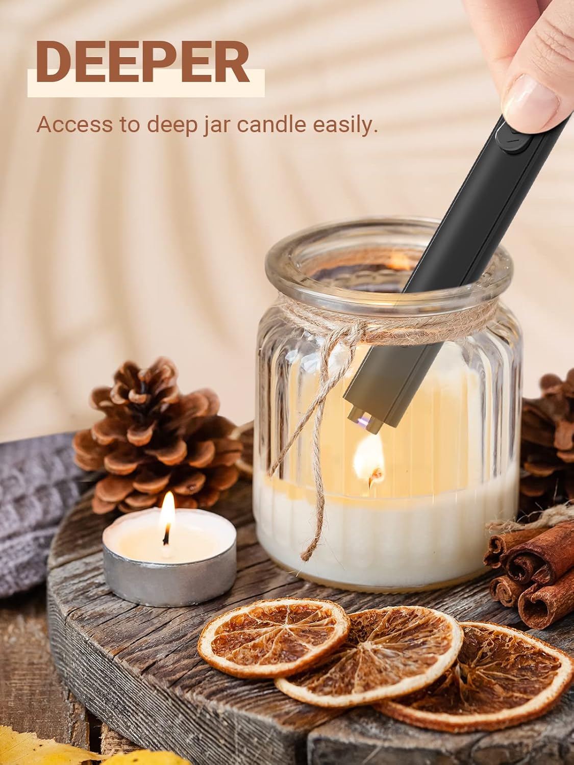Candle Lighter Stocking Stuffers for Women Men, Electric Candle Lighter USB Rechargeable Graduation Gifts for Him Wife Grandma Girlfriend Safety Lock Long Lighters for Grill Home Kitchen BBQ Camping