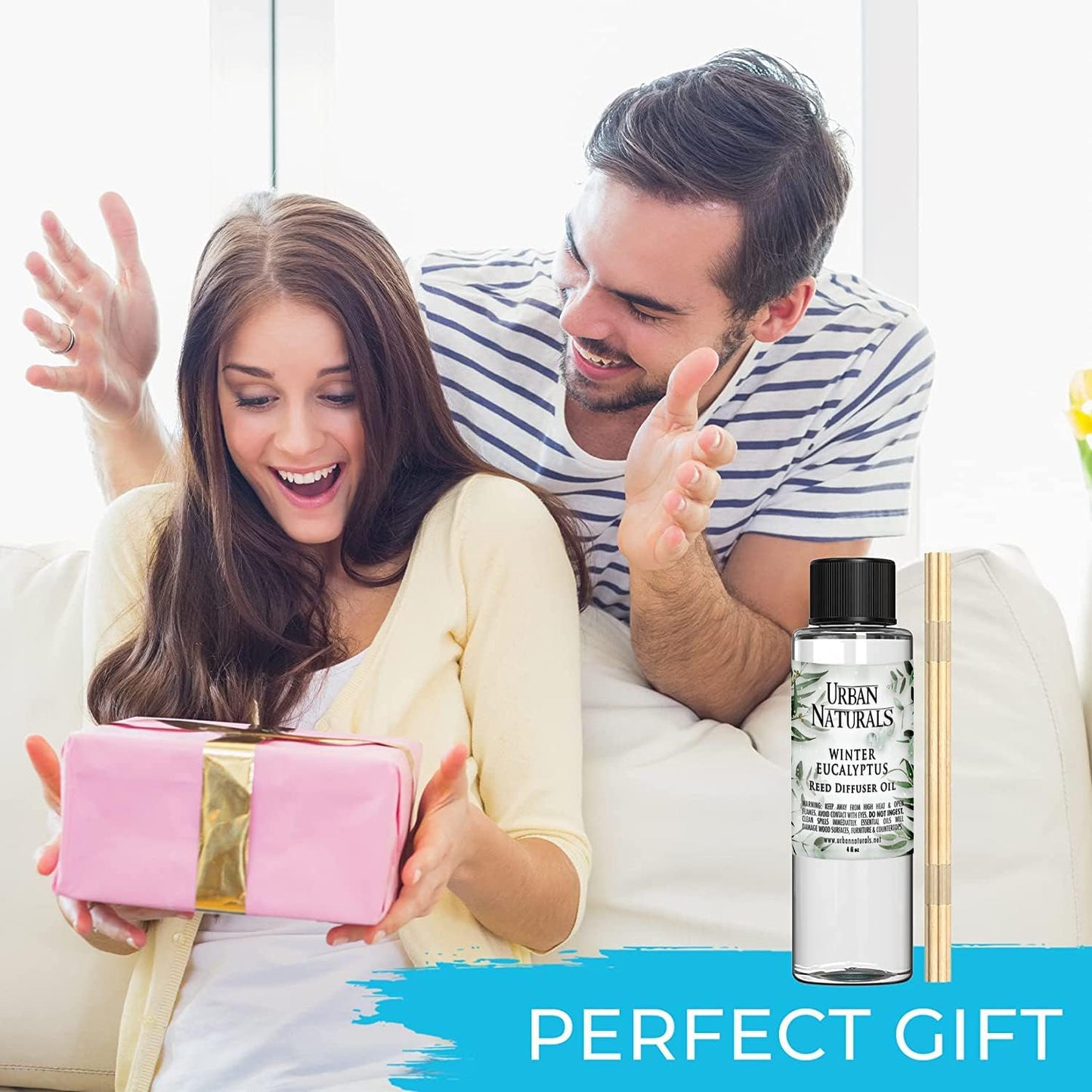 Urban Naturals Eucalyptus & Sage Oil Reed Diffuser Refill | Eucalyptus, Sage, Mint, Lime and Cedarwood| Includes a Free Set of Reed Sticks! 4 oz