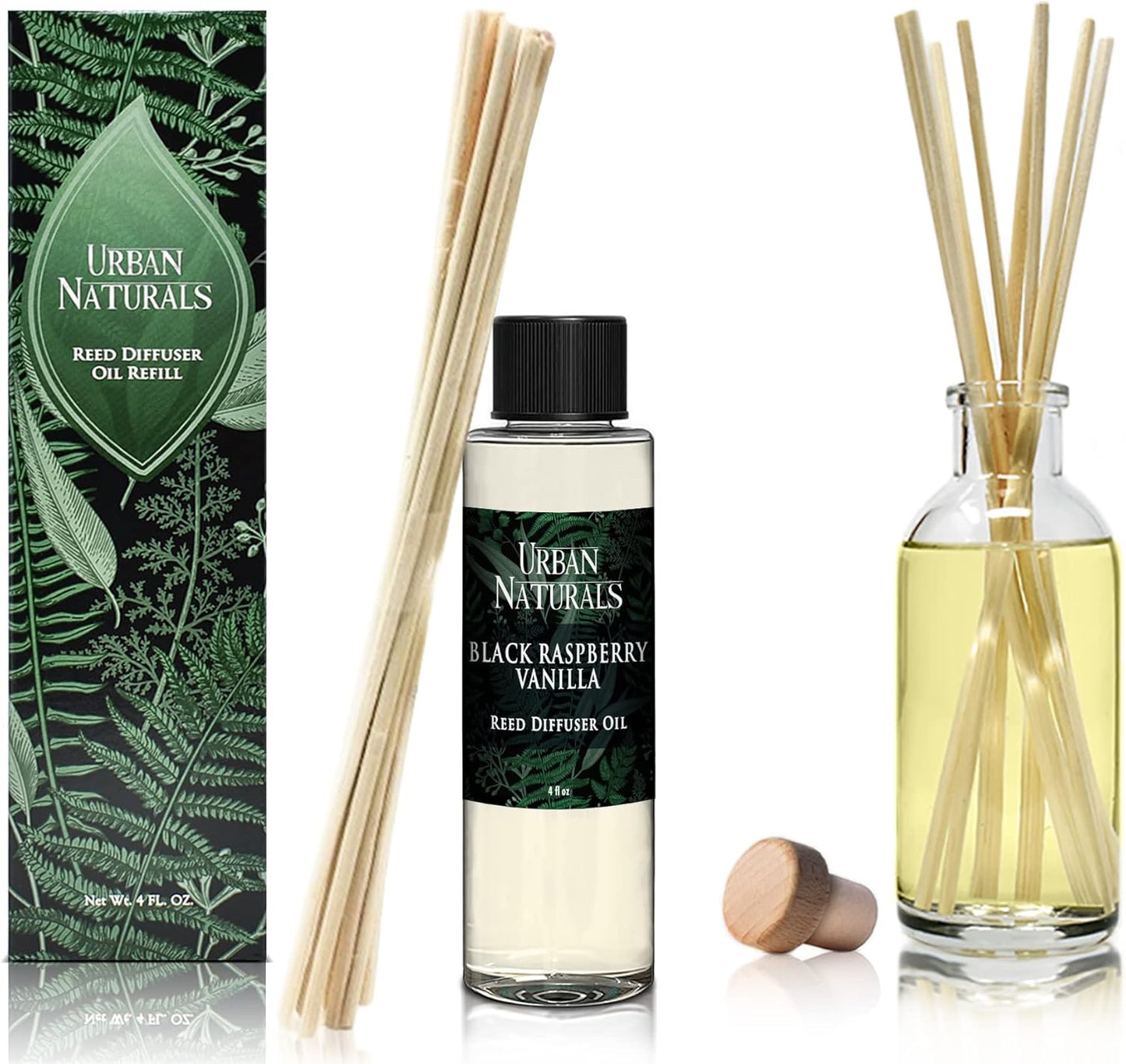 Urban Naturals Eucalyptus & Sage Oil Reed Diffuser Refill | Eucalyptus, Sage, Mint, Lime and Cedarwood| Includes a Free Set of Reed Sticks! 4 oz