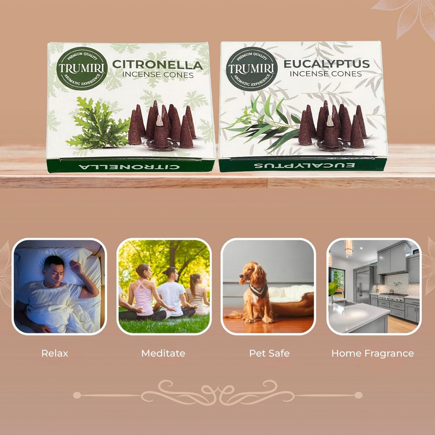 Incense Cones Combo Pack - 10 Cedar 10 Pine Scented Cones