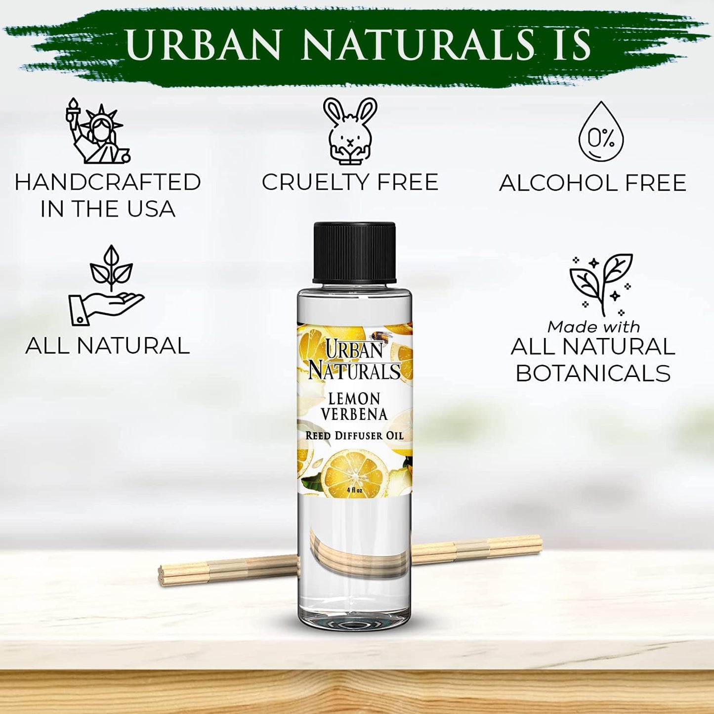 Urban Naturals Eucalyptus & Sage Oil Reed Diffuser Refill | Eucalyptus, Sage, Mint, Lime and Cedarwood| Includes a Free Set of Reed Sticks! 4 oz