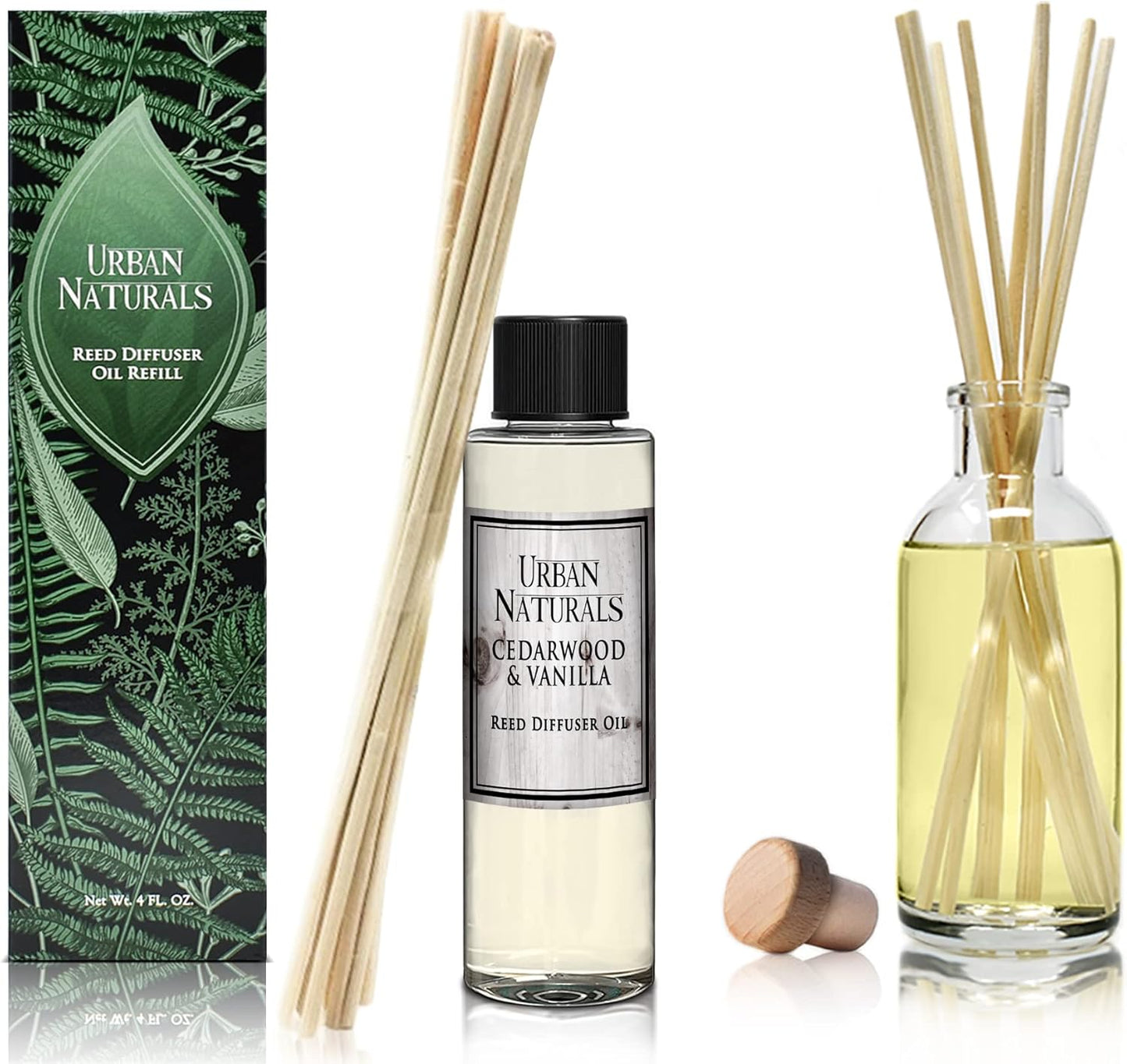 Urban Naturals Eucalyptus & Sage Oil Reed Diffuser Refill | Eucalyptus, Sage, Mint, Lime and Cedarwood| Includes a Free Set of Reed Sticks! 4 oz