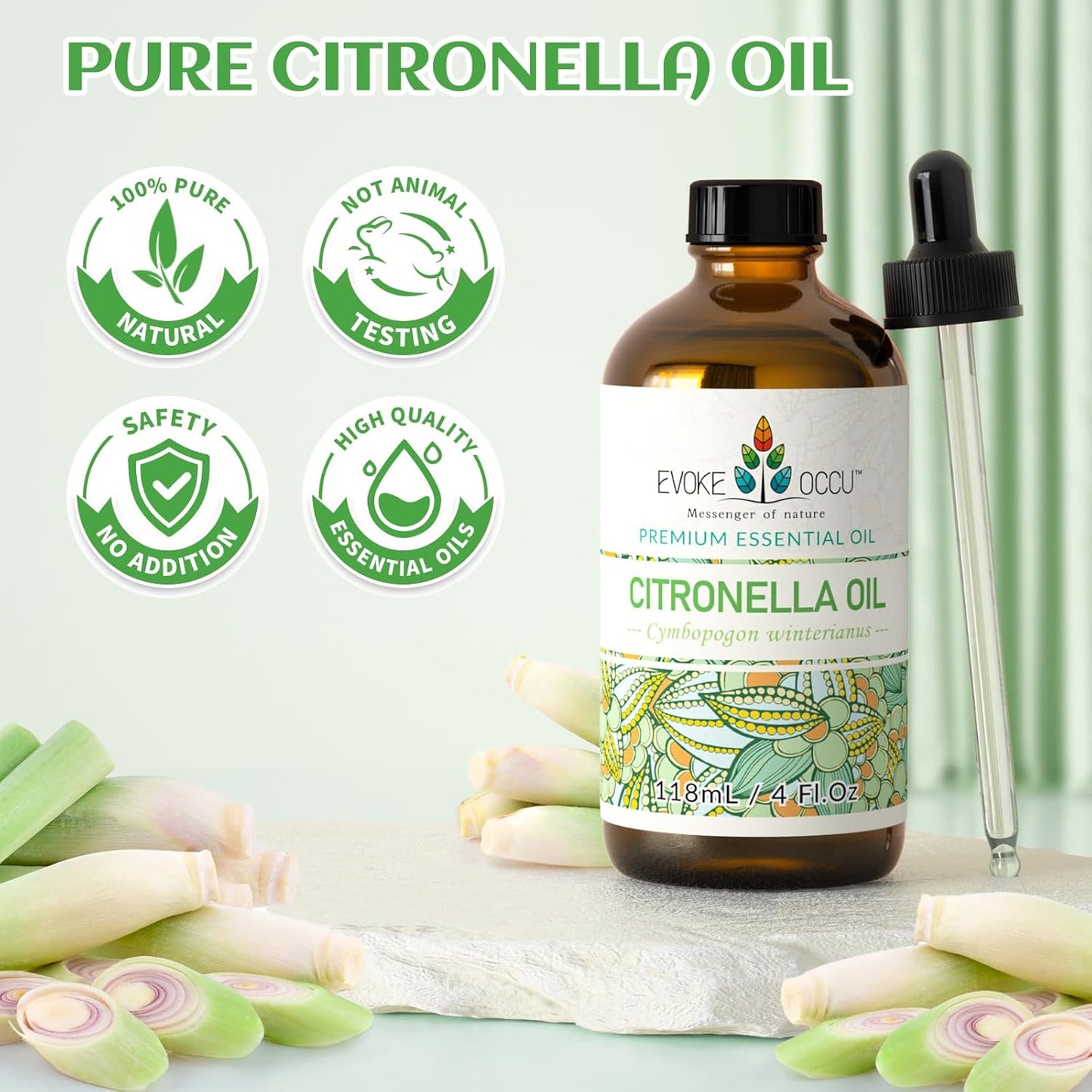 EVOKE OCCU 4 Fl Oz Vanilla Essential Oil, Pure Vanilla Oil for Diffuser, Skin, Humidifier and Relaxation - 118ML