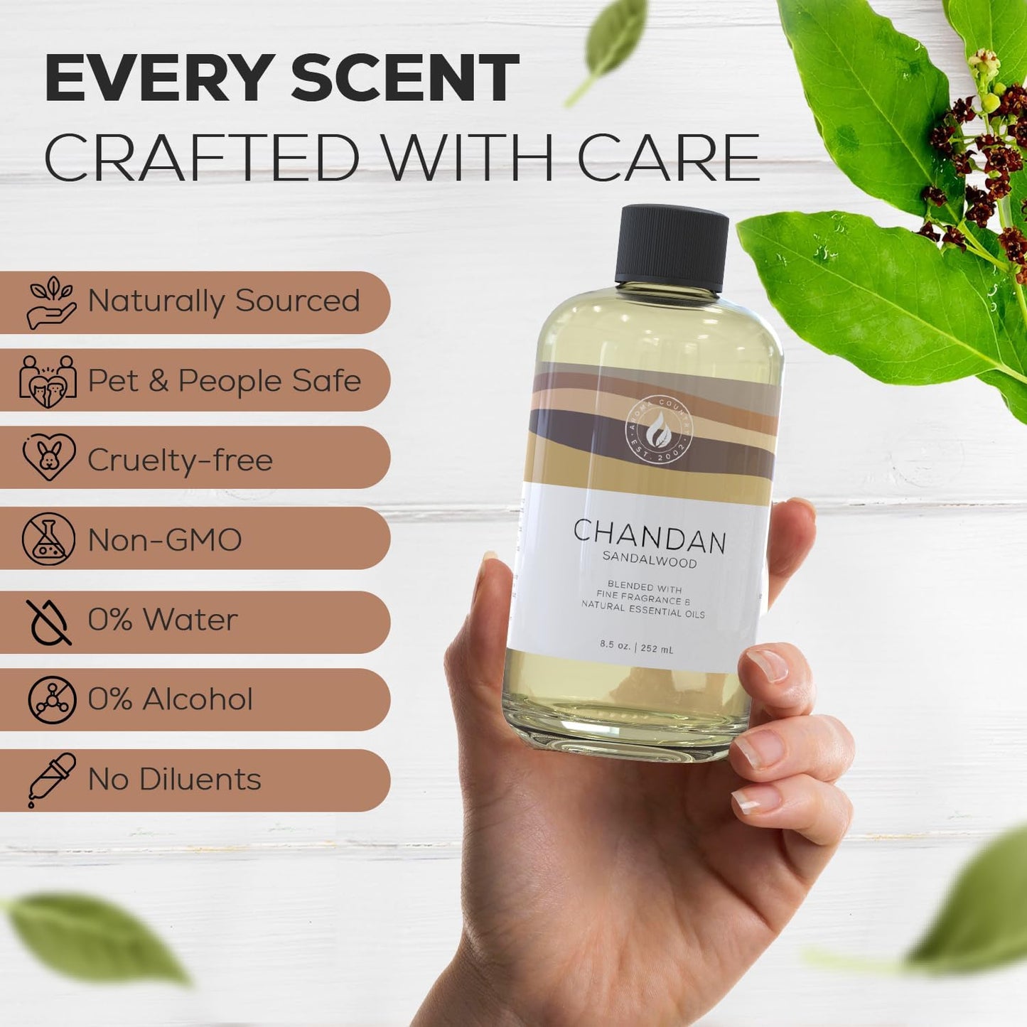 Aroma Country White Tea Diffuser Oil - Luxury Essential Oils for Diffuser Refill & Air Freshener Room Spray, Long-Lasting, Natural Home Fragrance and Hotel Scent for Diffusers & Machines - 8.5 Fl. oz