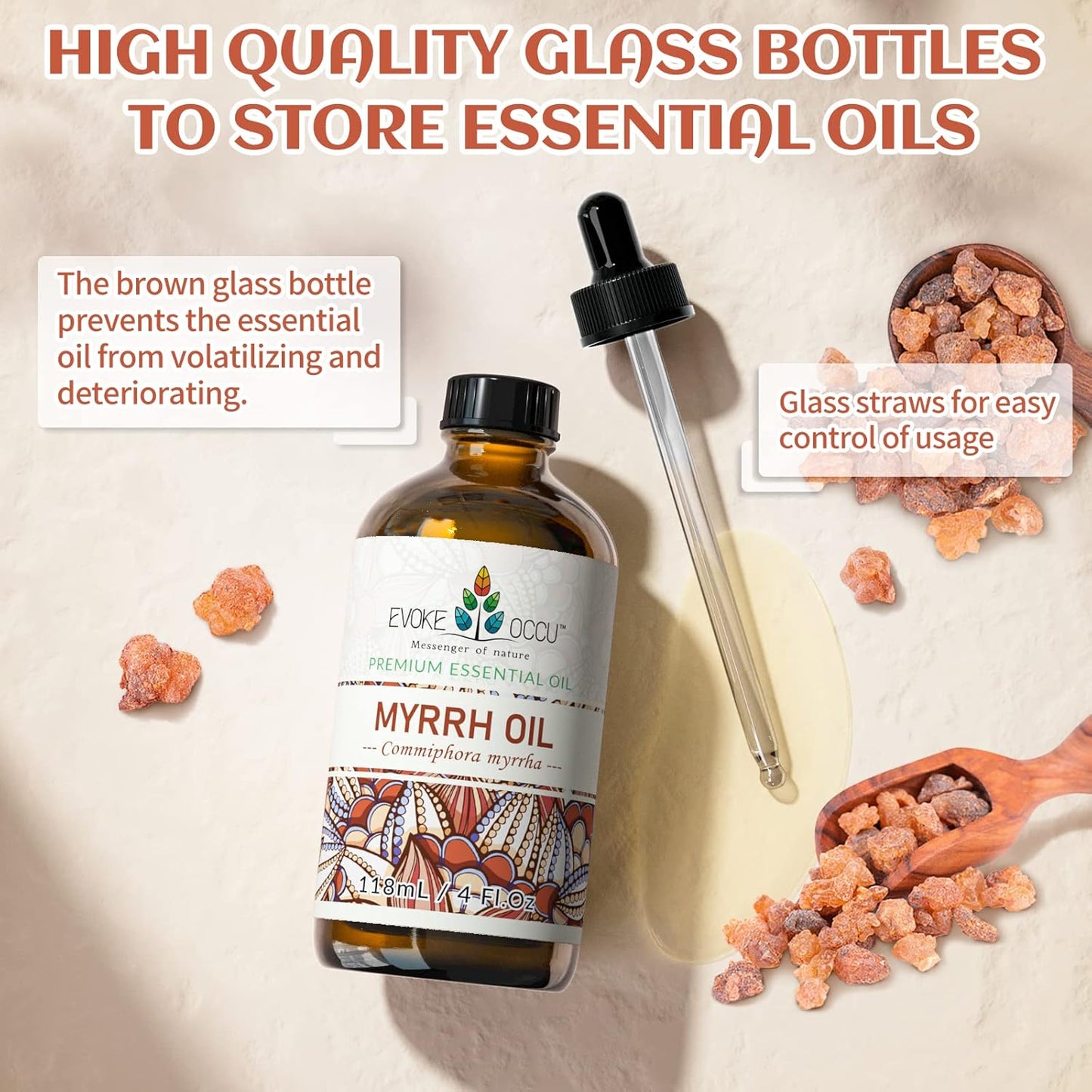 EVOKE OCCU 4 Fl Oz Vanilla Essential Oil, Pure Vanilla Oil for Diffuser, Skin, Humidifier and Relaxation - 118ML