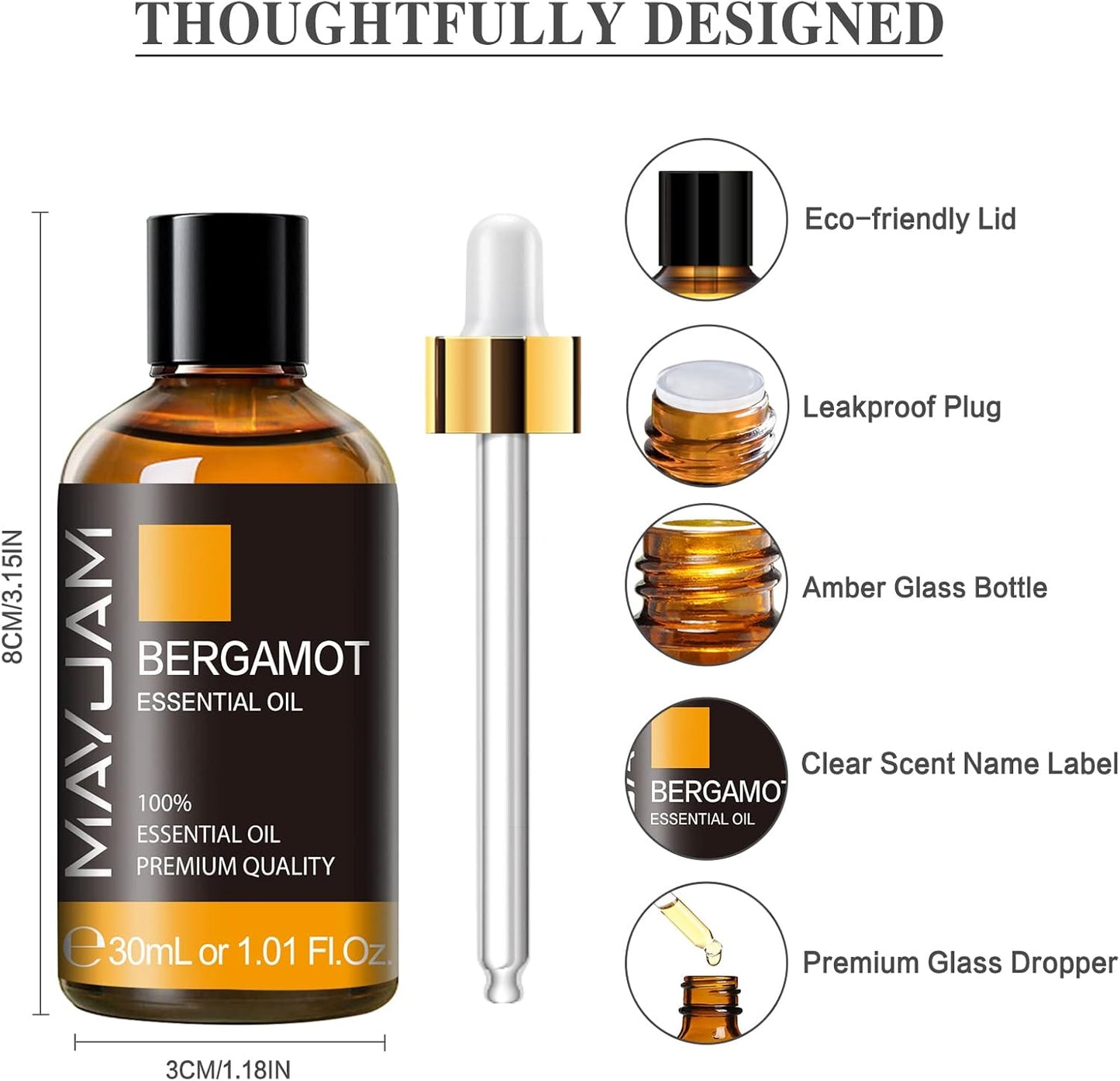 MAYJAM Essential Oil for Diffusers, Essential Oil with Premium Glass Dropper