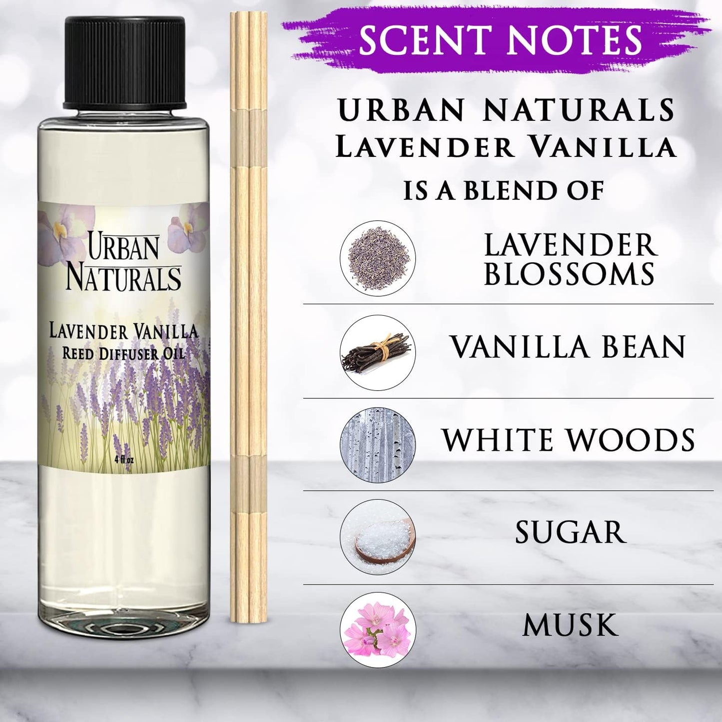 Urban Naturals Eucalyptus & Sage Oil Reed Diffuser Refill | Eucalyptus, Sage, Mint, Lime and Cedarwood| Includes a Free Set of Reed Sticks! 4 oz