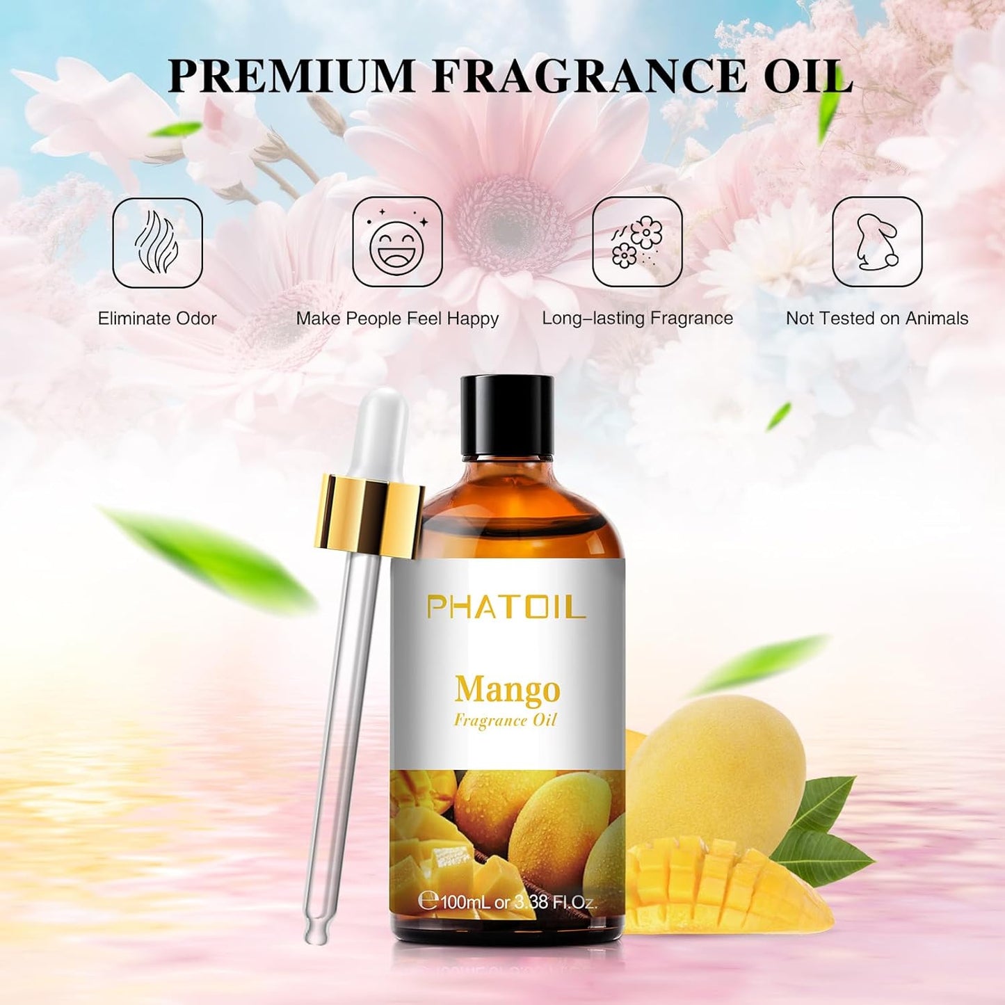 PHATOIL 3.38 FL.OZ Coconut & Vanilla Fragrance Oils for Aromatherapy, Essential Oils for Diffusers for Home, Perfect for Diffuser, Yoga, DIY Candle and Soap Making - 100ml