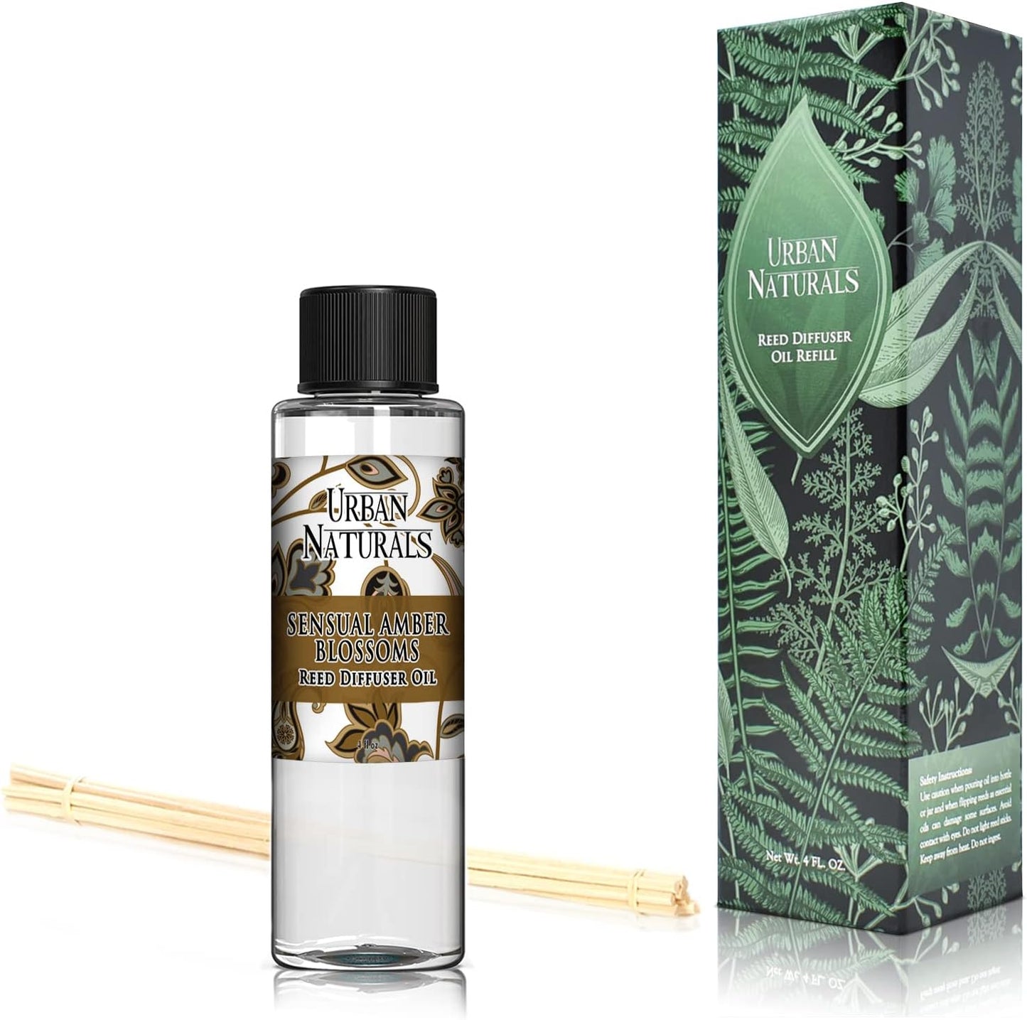 Urban Naturals Eucalyptus & Sage Oil Reed Diffuser Refill | Eucalyptus, Sage, Mint, Lime and Cedarwood| Includes a Free Set of Reed Sticks! 4 oz