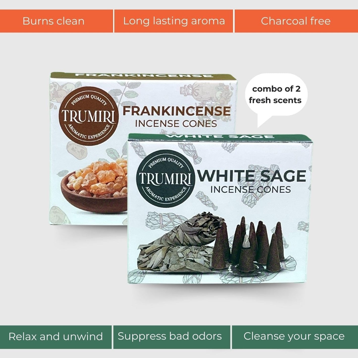 Incense Cones Combo Pack - 10 Cedar 10 Pine Scented Cones
