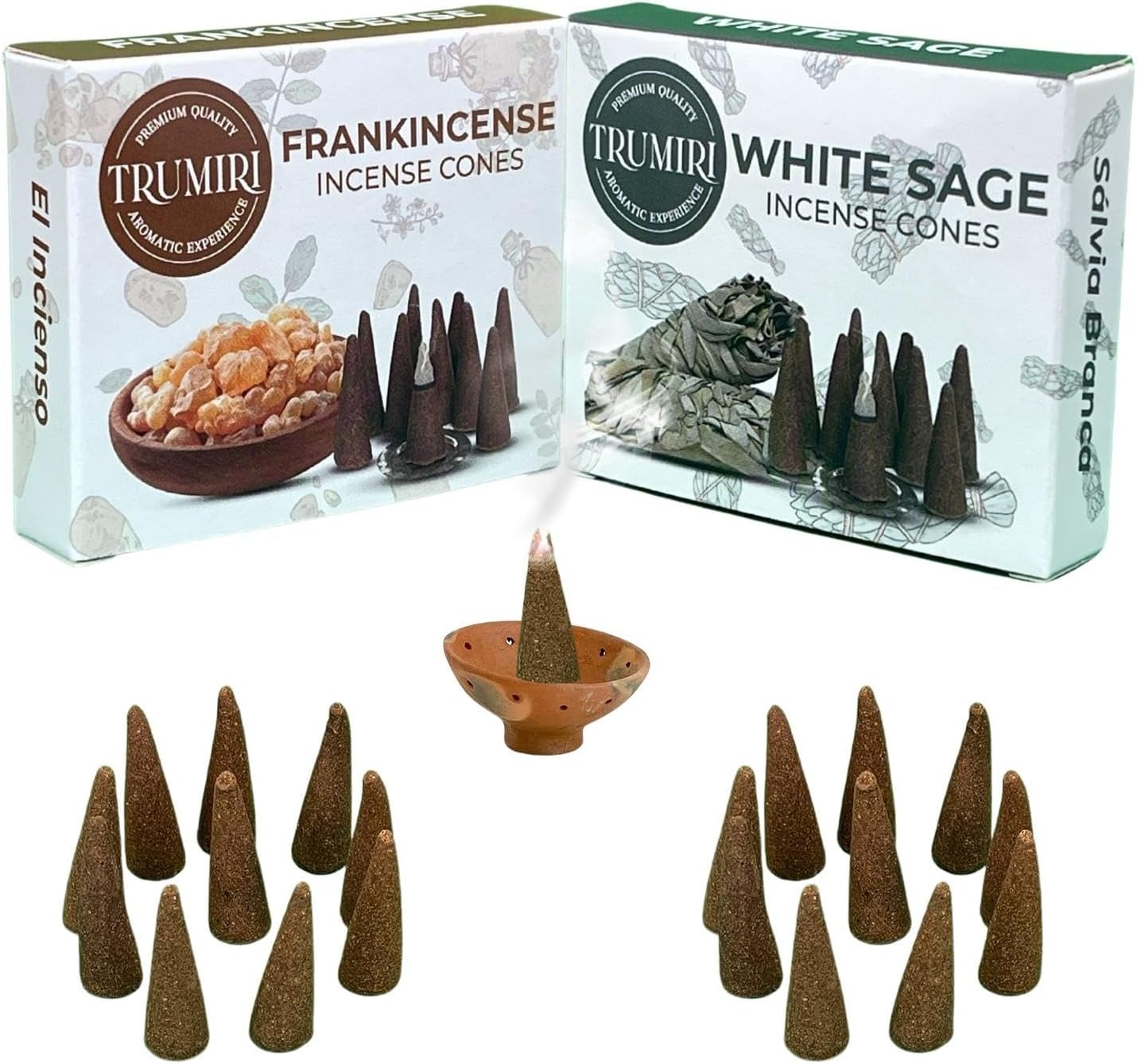 Incense Cones Combo Pack - 10 Cedar 10 Pine Scented Cones