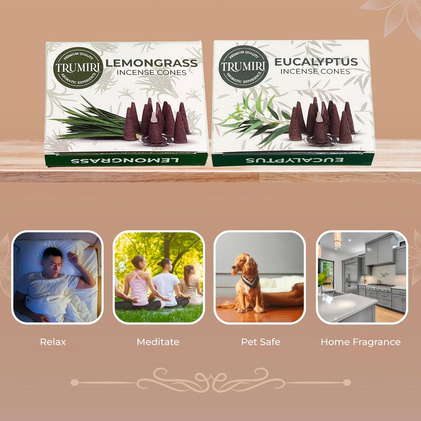 Incense Cones Combo Pack - 10 Cedar 10 Pine Scented Cones
