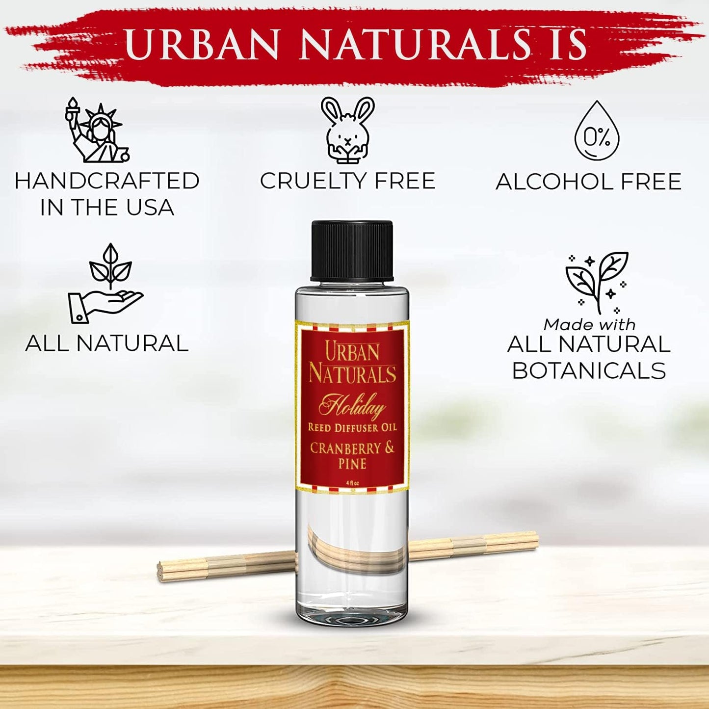 Urban Naturals Eucalyptus & Sage Oil Reed Diffuser Refill | Eucalyptus, Sage, Mint, Lime and Cedarwood| Includes a Free Set of Reed Sticks! 4 oz