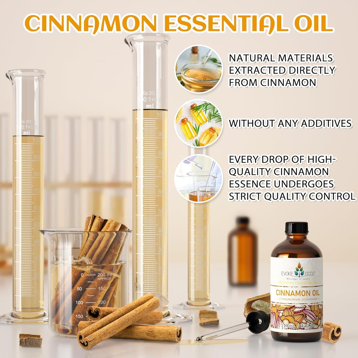 EVOKE OCCU 4 Fl Oz Vanilla Essential Oil, Pure Vanilla Oil for Diffuser, Skin, Humidifier and Relaxation - 118ML
