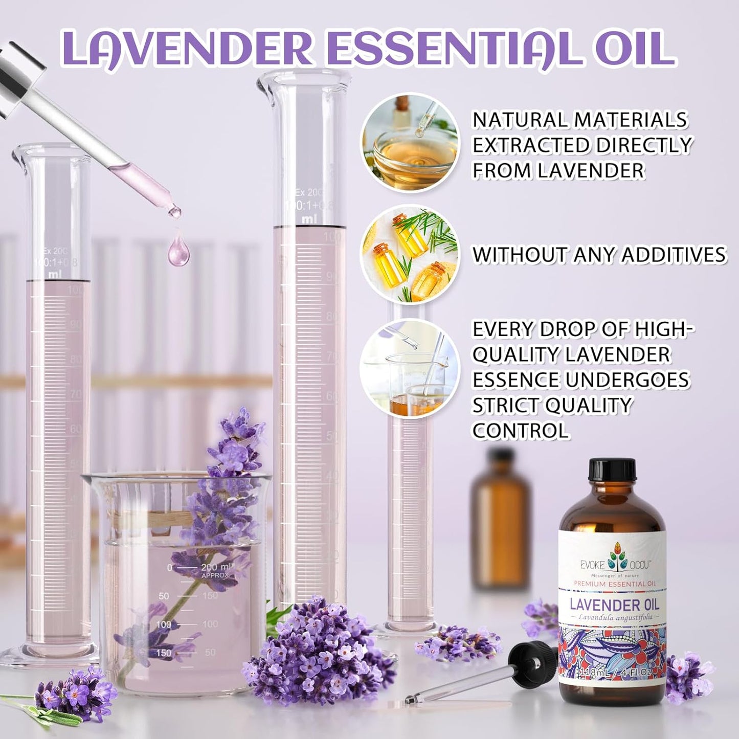 EVOKE OCCU 4 Fl Oz Vanilla Essential Oil, Pure Vanilla Oil for Diffuser, Skin, Humidifier and Relaxation - 118ML