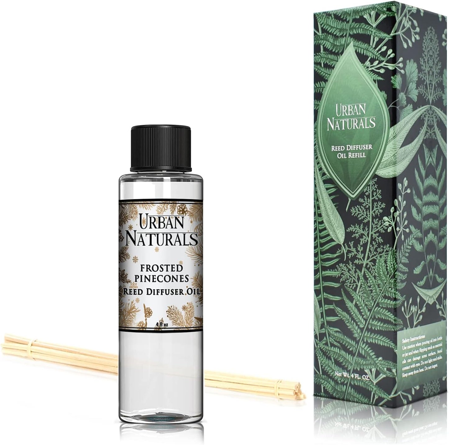 Urban Naturals Eucalyptus & Sage Oil Reed Diffuser Refill | Eucalyptus, Sage, Mint, Lime and Cedarwood| Includes a Free Set of Reed Sticks! 4 oz