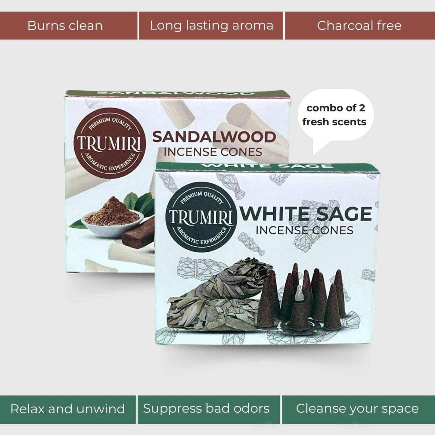 Incense Cones Combo Pack - 10 Cedar 10 Pine Scented Cones