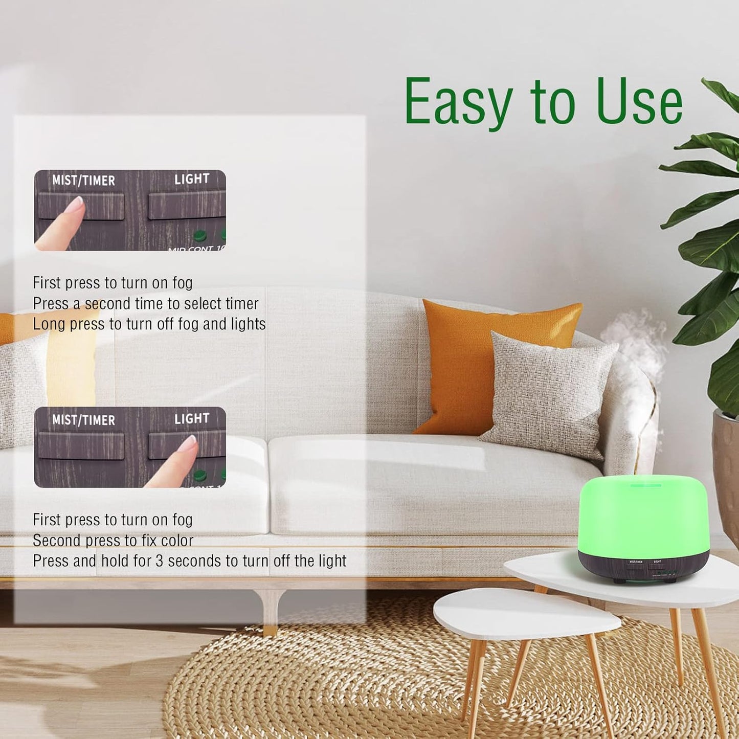 SPLITSKY Aromatherapy Essential Oil Home Diffuser with Remote Control, 300ML Large Room Cool Mist Air Humidifier, 8 Hours Quiet Operation, Timer, 7 Colors LED Night Night,Suitable Home,Yoga.