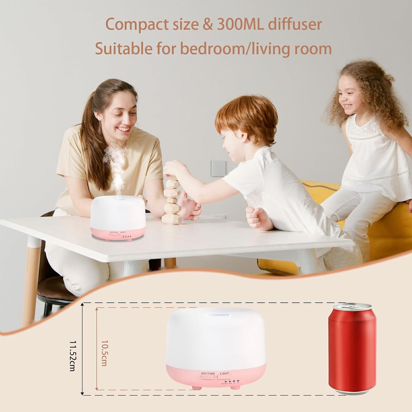 SPLITSKY Aromatherapy Essential Oil Home Diffuser with Remote Control, 300ML Large Room Cool Mist Air Humidifier, 8 Hours Quiet Operation, Timer, 7 Colors LED Night Night,Suitable Home,Yoga.