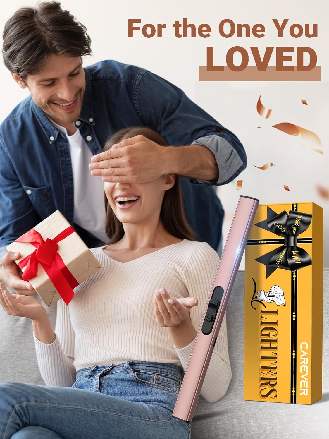 Candle Lighter Stocking Stuffers for Women Men, Electric Candle Lighter USB Rechargeable Graduation Gifts for Him Wife Grandma Girlfriend Safety Lock Long Lighters for Grill Home Kitchen BBQ Camping