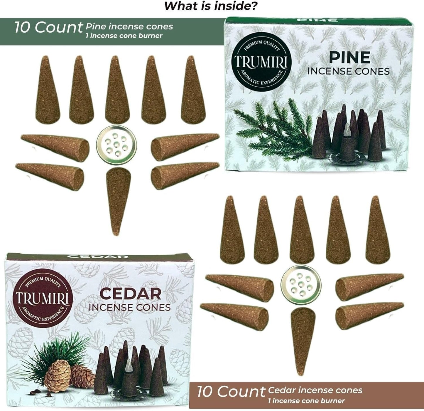 Incense Cones Combo Pack - 10 Cedar 10 Pine Scented Cones