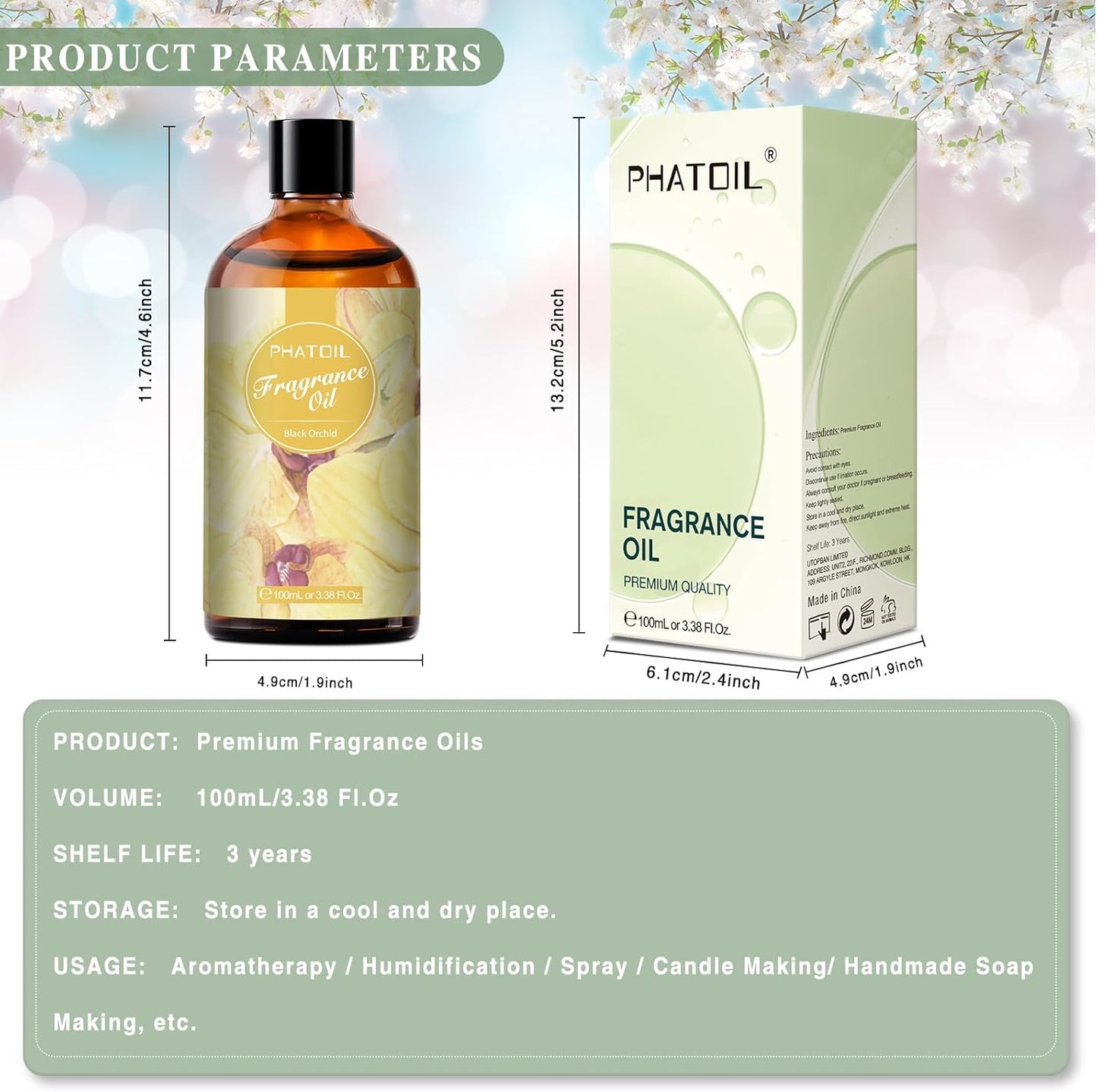 PHATOIL 3.38 FL.OZ Coconut & Vanilla Fragrance Oils for Aromatherapy, Essential Oils for Diffusers for Home, Perfect for Diffuser, Yoga, DIY Candle and Soap Making - 100ml