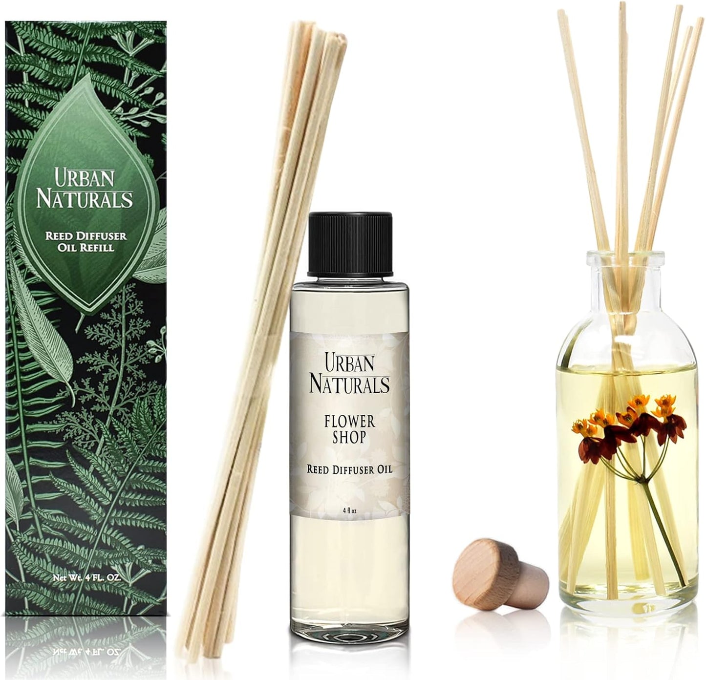 Urban Naturals Eucalyptus & Sage Oil Reed Diffuser Refill | Eucalyptus, Sage, Mint, Lime and Cedarwood| Includes a Free Set of Reed Sticks! 4 oz