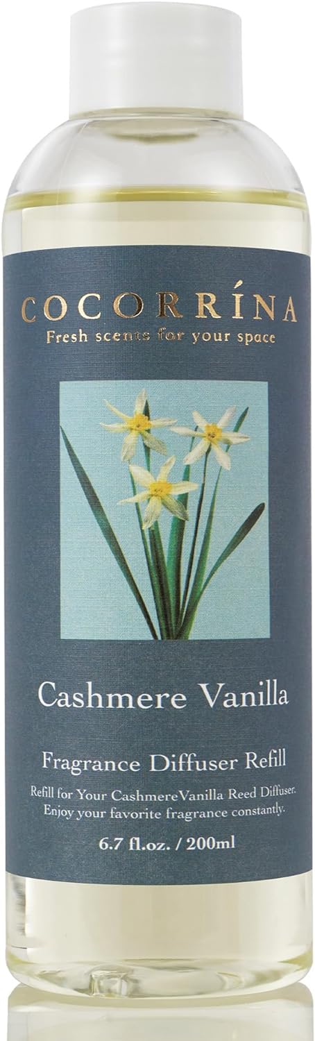 COCORRÍNA Reed Diffuser Refill - Cashmere Vanilla 6.7 oz. Scented Oil for Reed Diffuser Home Fragrance for Bedroom, Bathroom Home Decor