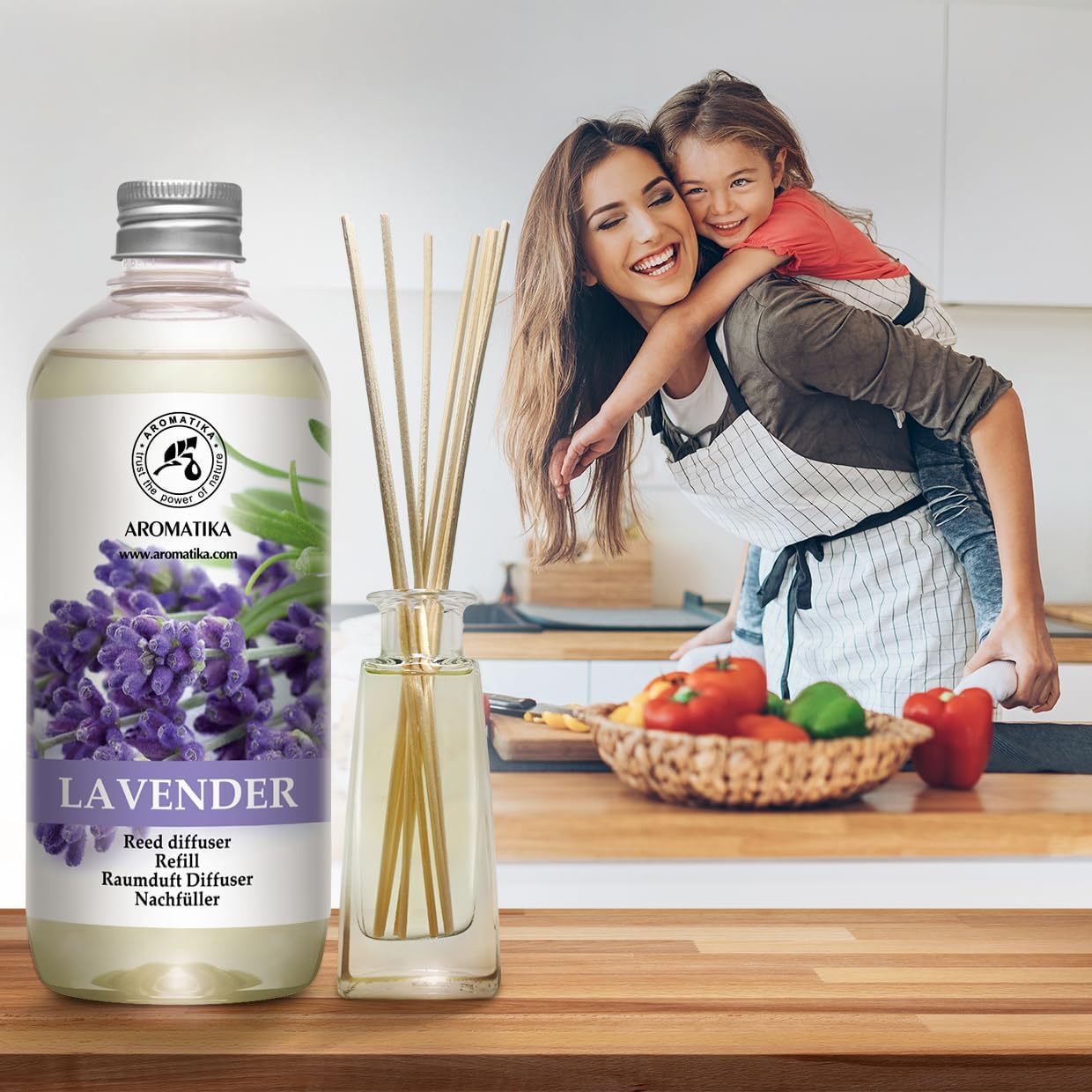 Reed Diffuser Refill Lavender with Lavender Essential Oil 34 Fl Oz - 2 x 500ml - Fragrance Oil Reed Diffuser Refill - Room Diffuser Refill - Lavender Room Freshener - Floral Fragrance